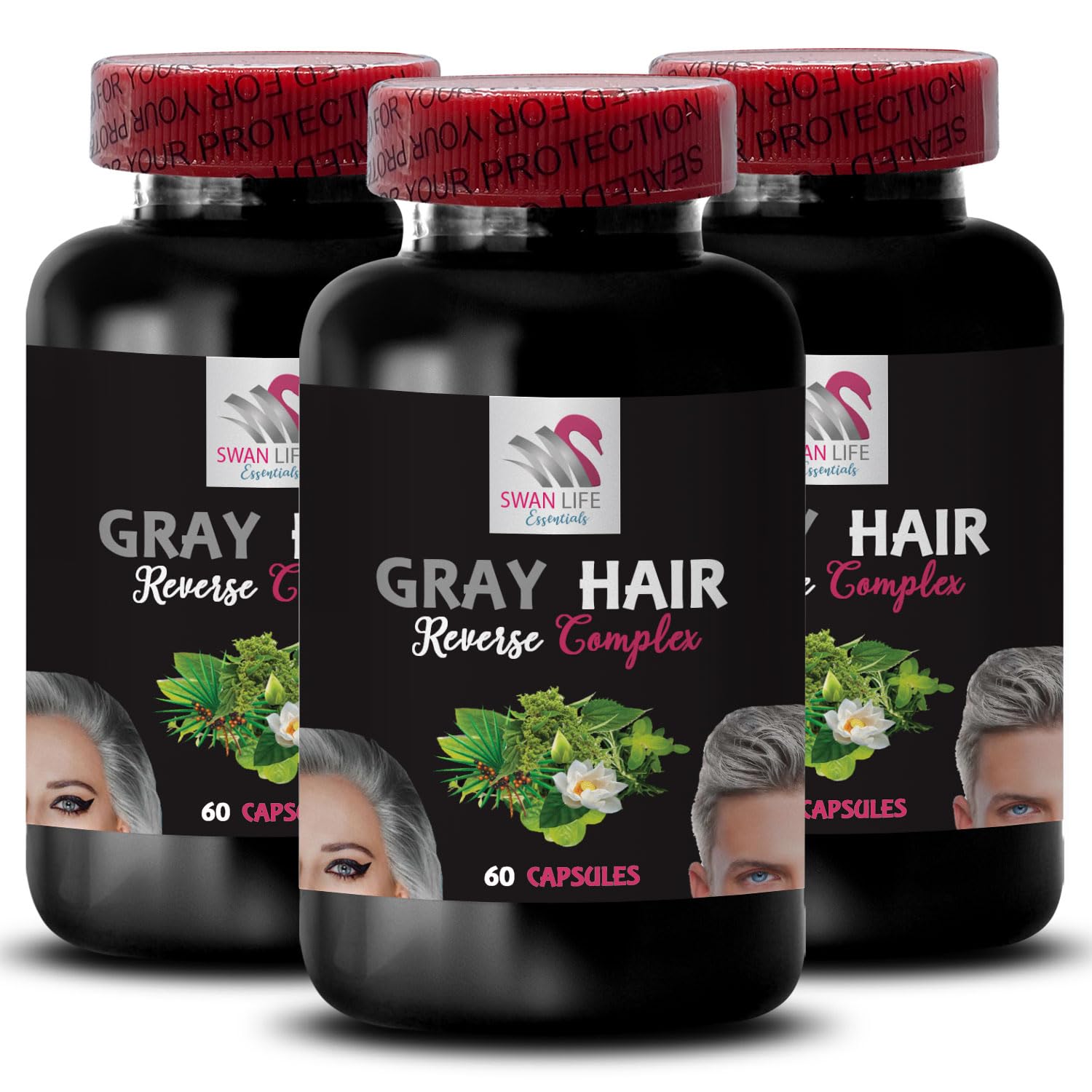 SWAN LIFE ESSENTIALS Gray Hair Reverse Capsule, 3 Bottles