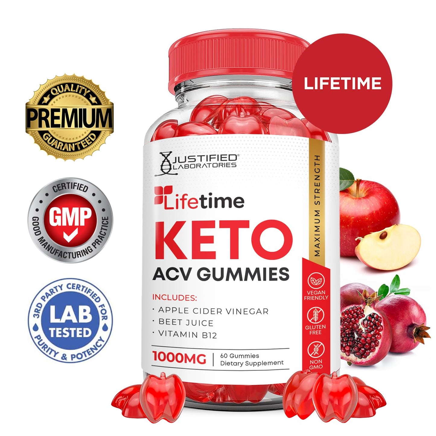 Justified Laboratories Lifetime Keto ACV Gummies 300 Gummies