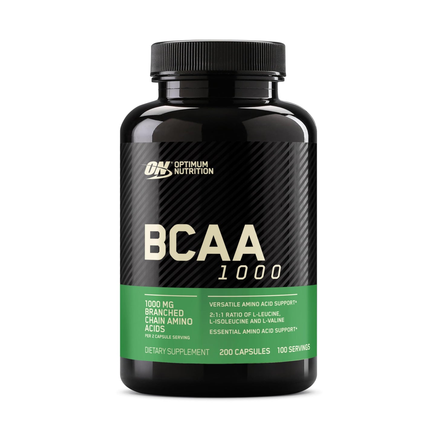 Optimum Nutrition Instantized BCAA Branched Chain Essential Amino Acids Capsules, 200 Count