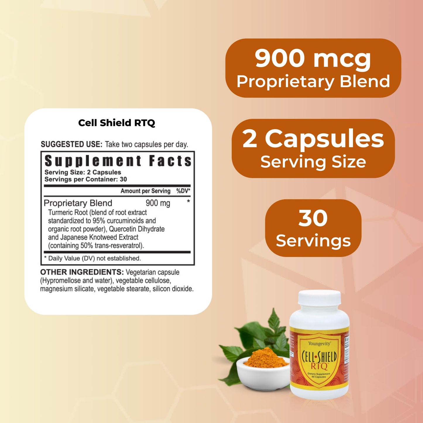 Youngevity Resveratrol Turmeric Quercetin RTQ Cell Shield 60 Capsules