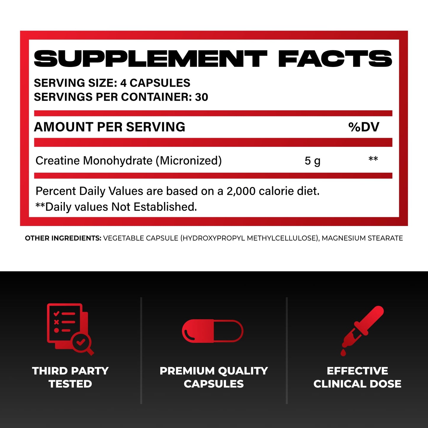 Huge Supplements Creatine Monohydrate Capsules, 150 Capsules