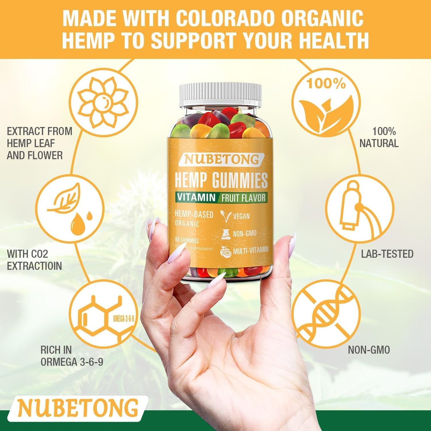 Nubetong Organic Hemp Gummies 80 Count