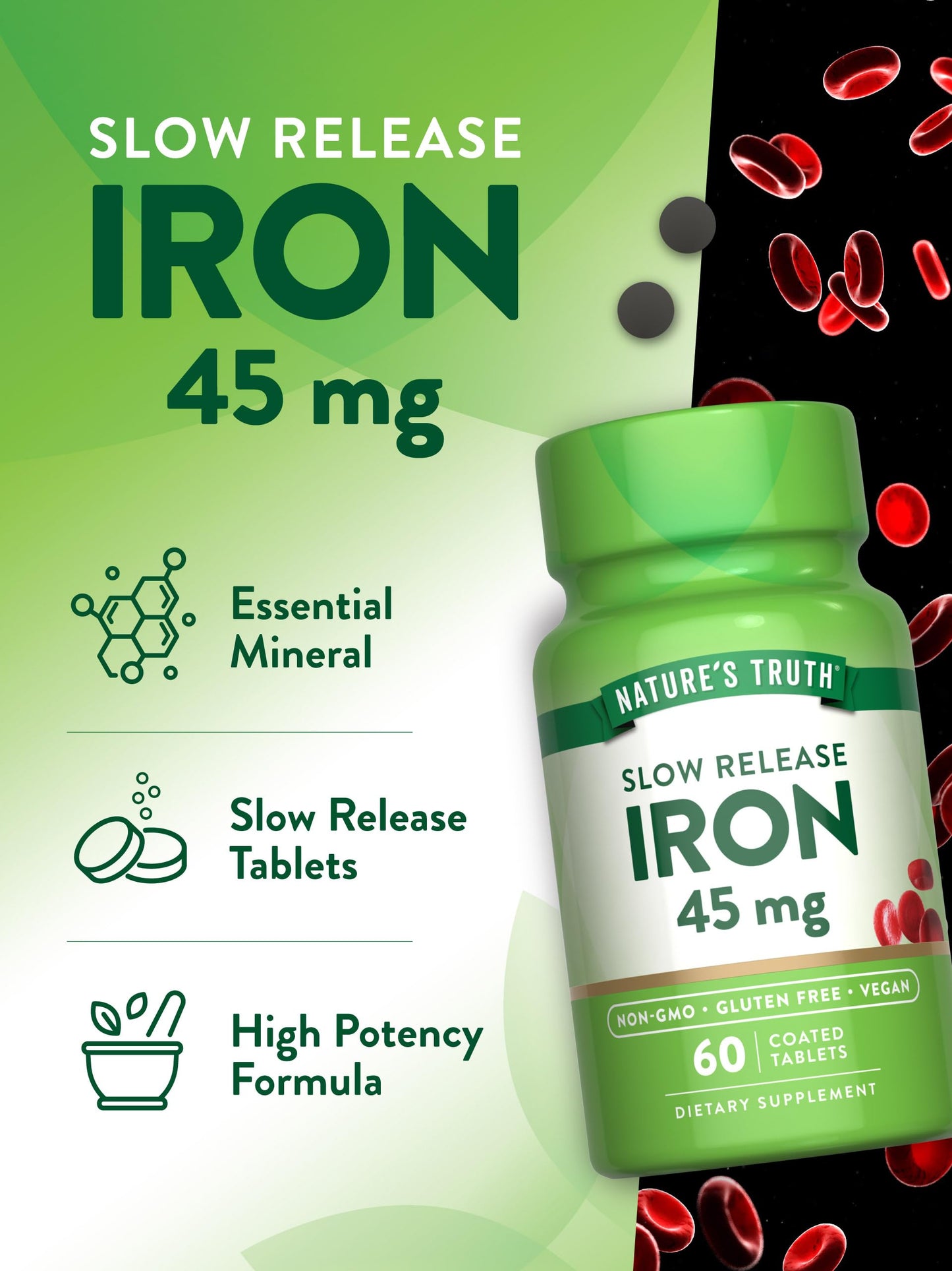 Nature's Truth Iron Supplement Ferrous Sulfate Tablets 60