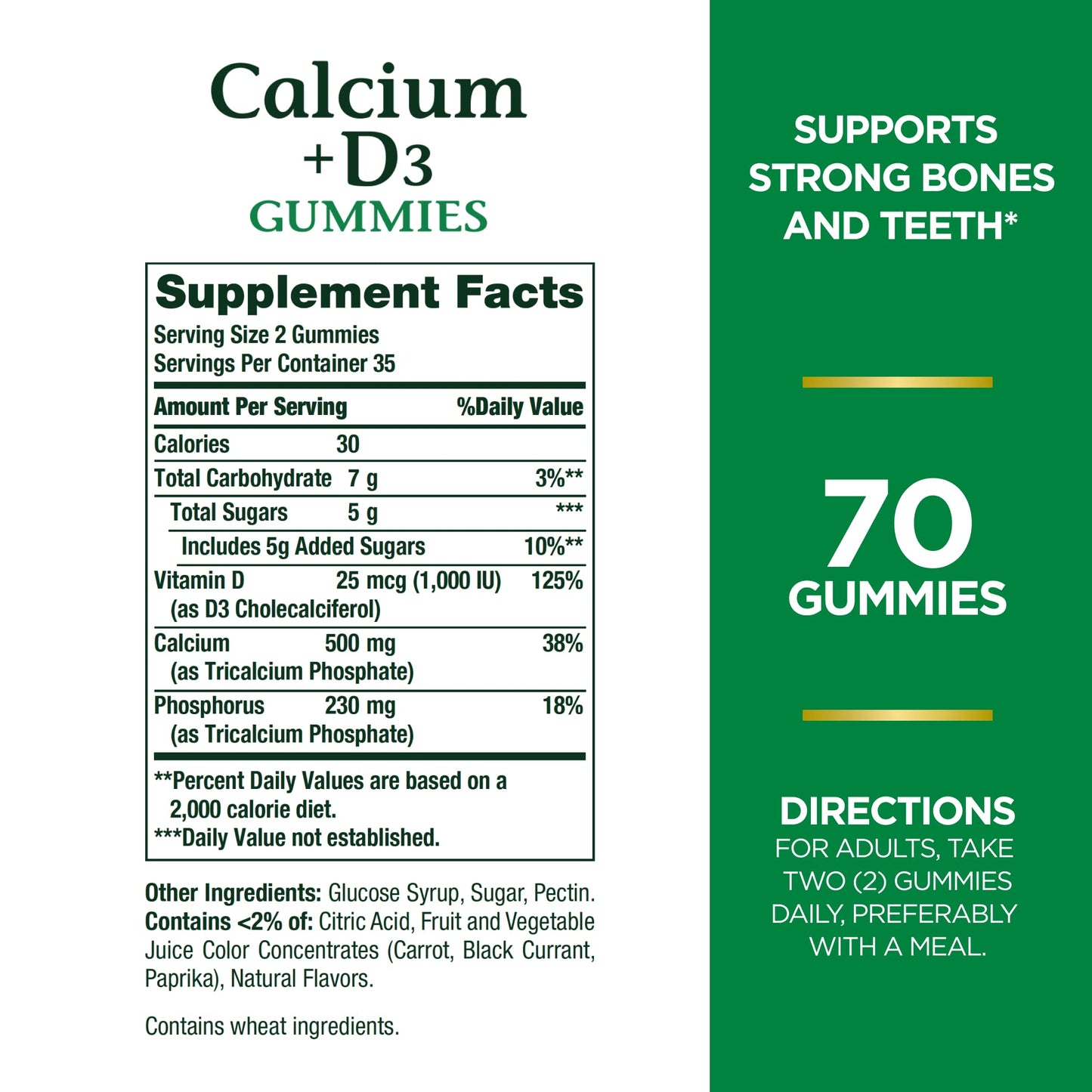 Nature's Bounty Calcium & Vitamin D Gummies, 70 Count