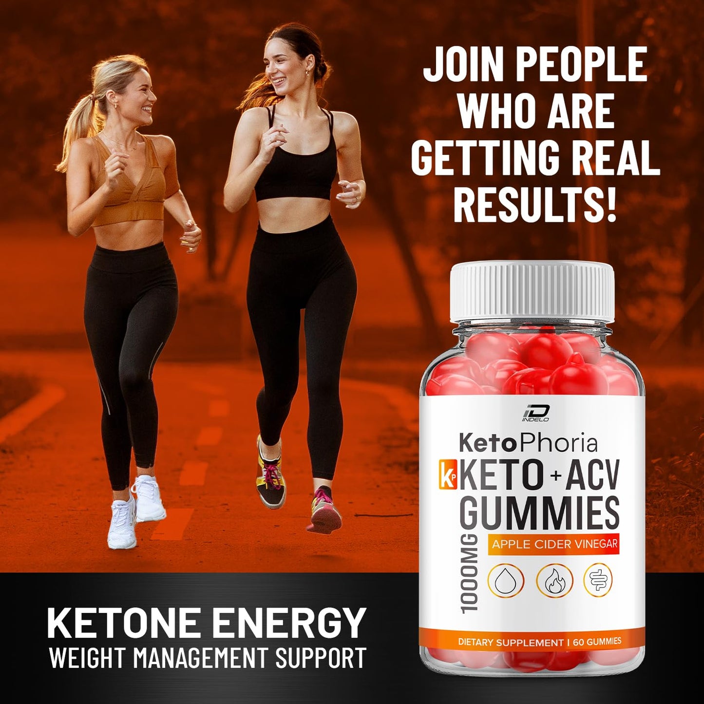 Indelo Ketophoria Keto ACV Gummies Apple Cider Vinegar 1000mg Vitamin B12, 300 Gummies