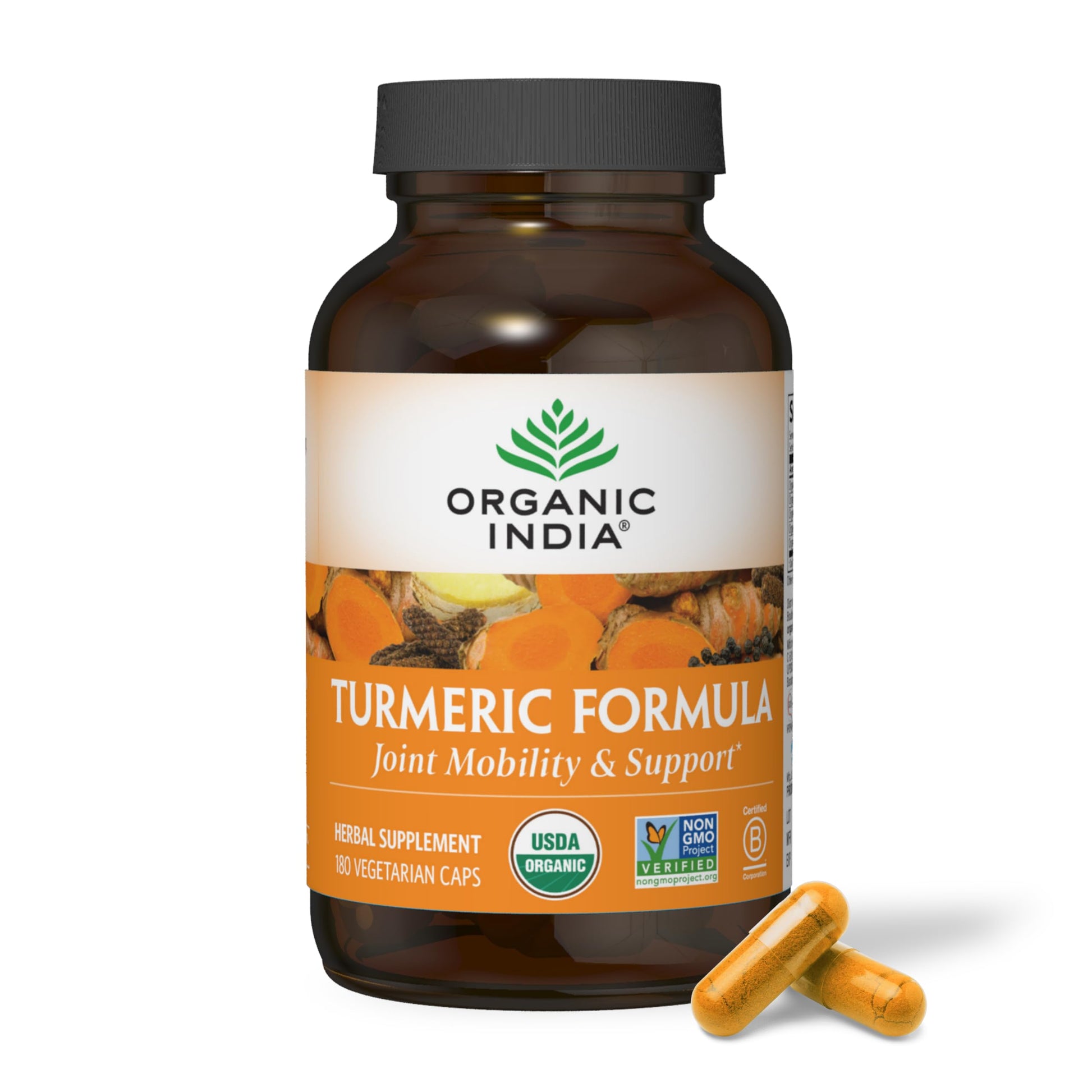 ORGANIC INDIA Turmeric Curcumin Herbal Supplement Capsule 180 Count