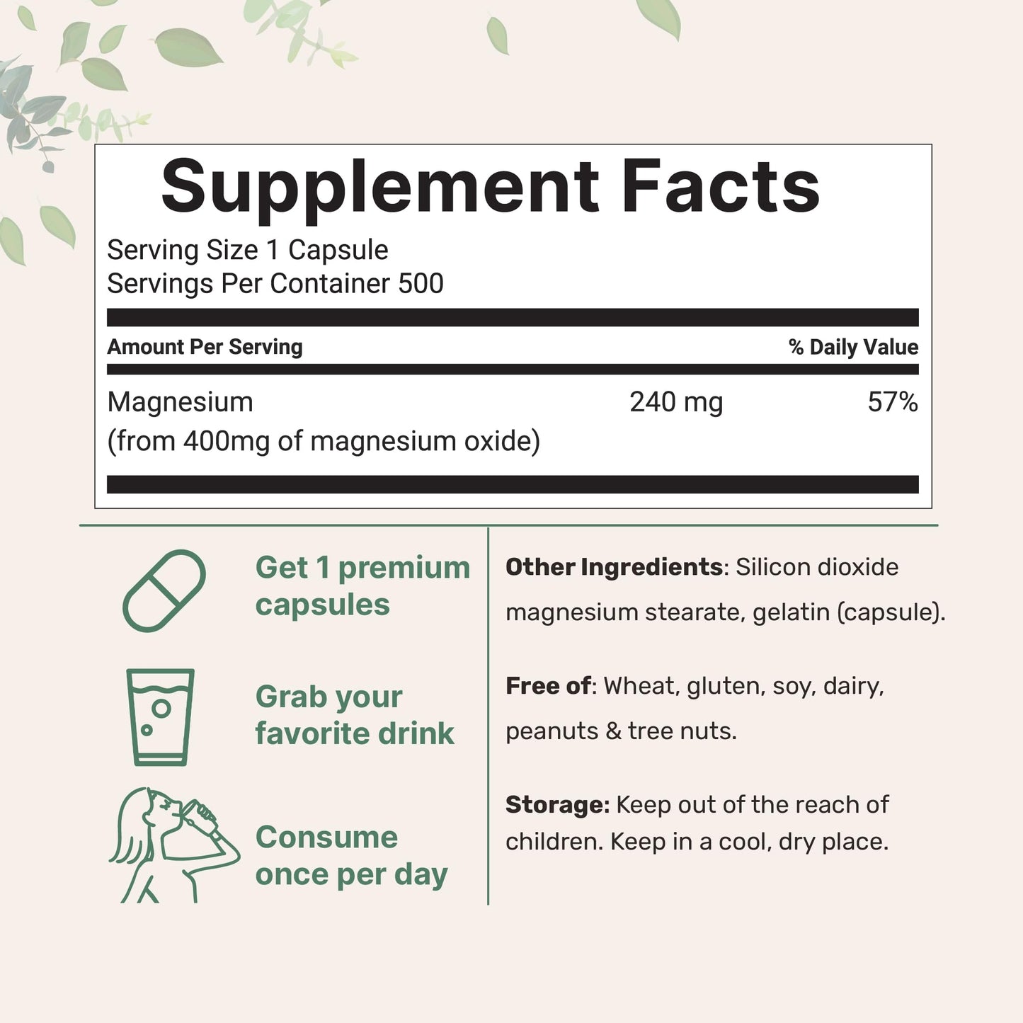 Micro Ingredients Multi Collagen Protein Powder 16 oz Bundle with Magnesium Oxide 400 mg