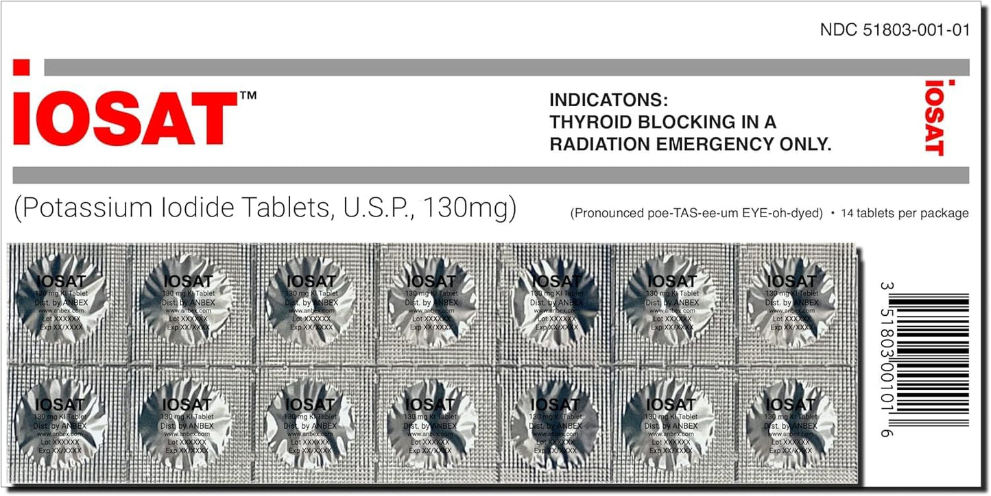 ANBEX IOSAT Potassium Iodide Tablets 14 Count