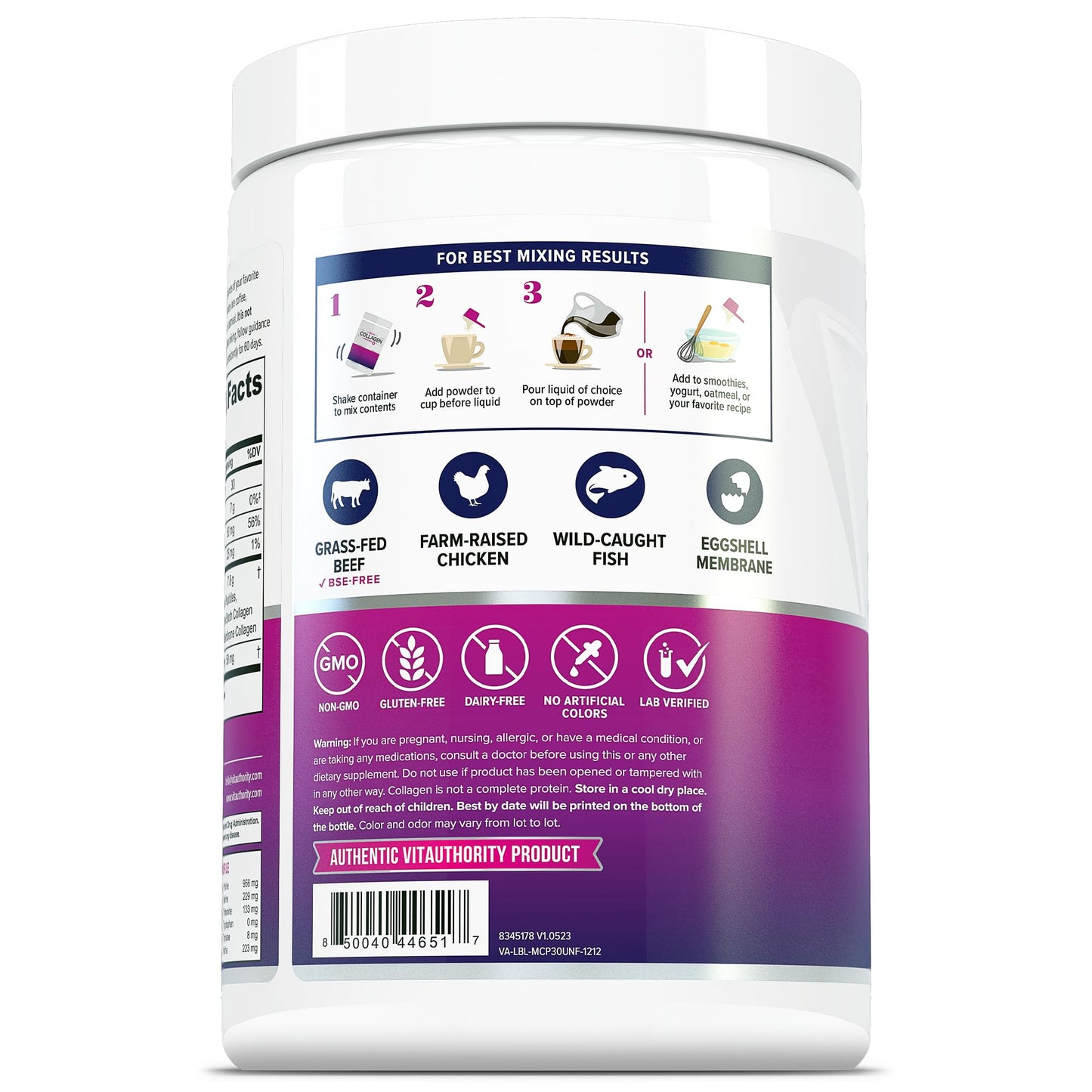 Vitauthority Multi Collagen Peptides Powder for Women, 8.26 Ounce