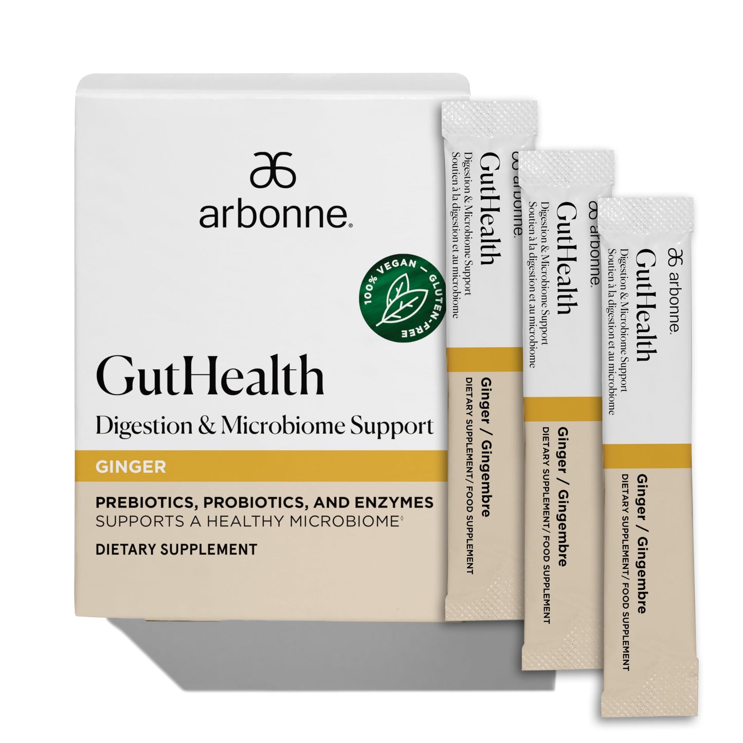 Arbonne GutHealth Digestion Probiotic Powder – Ginger 30 Count
