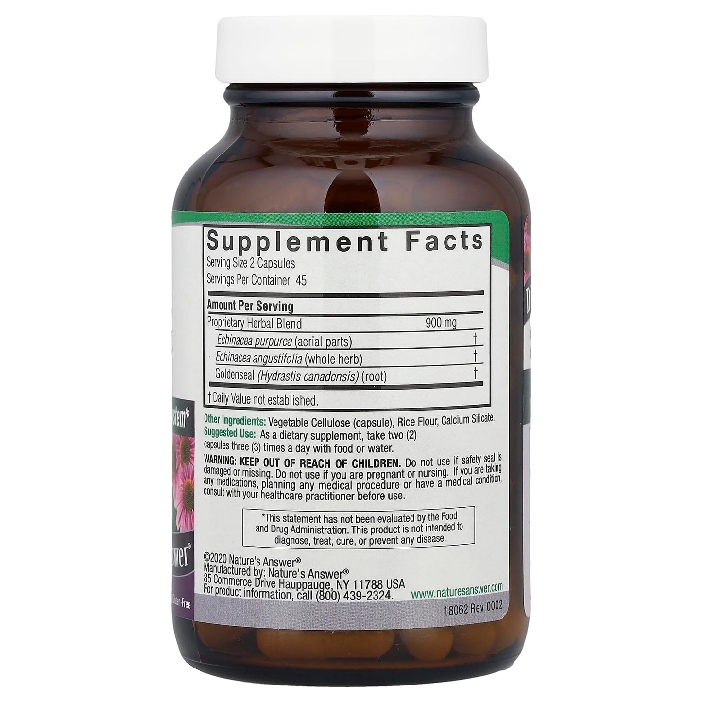 Nature's Answer Echinacea & Goldenseal Capsules 90 Count