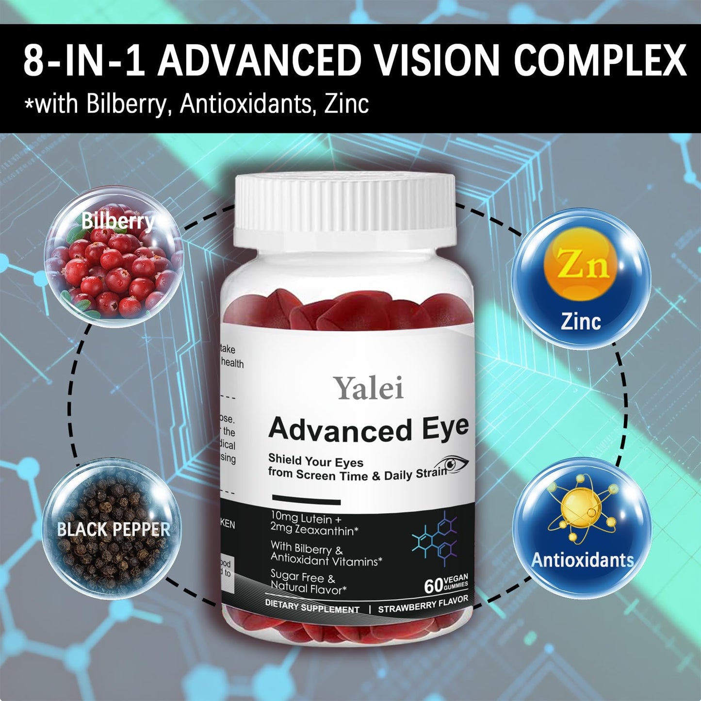 Yalei Lutein and Zeaxanthin Gummies 60 Count