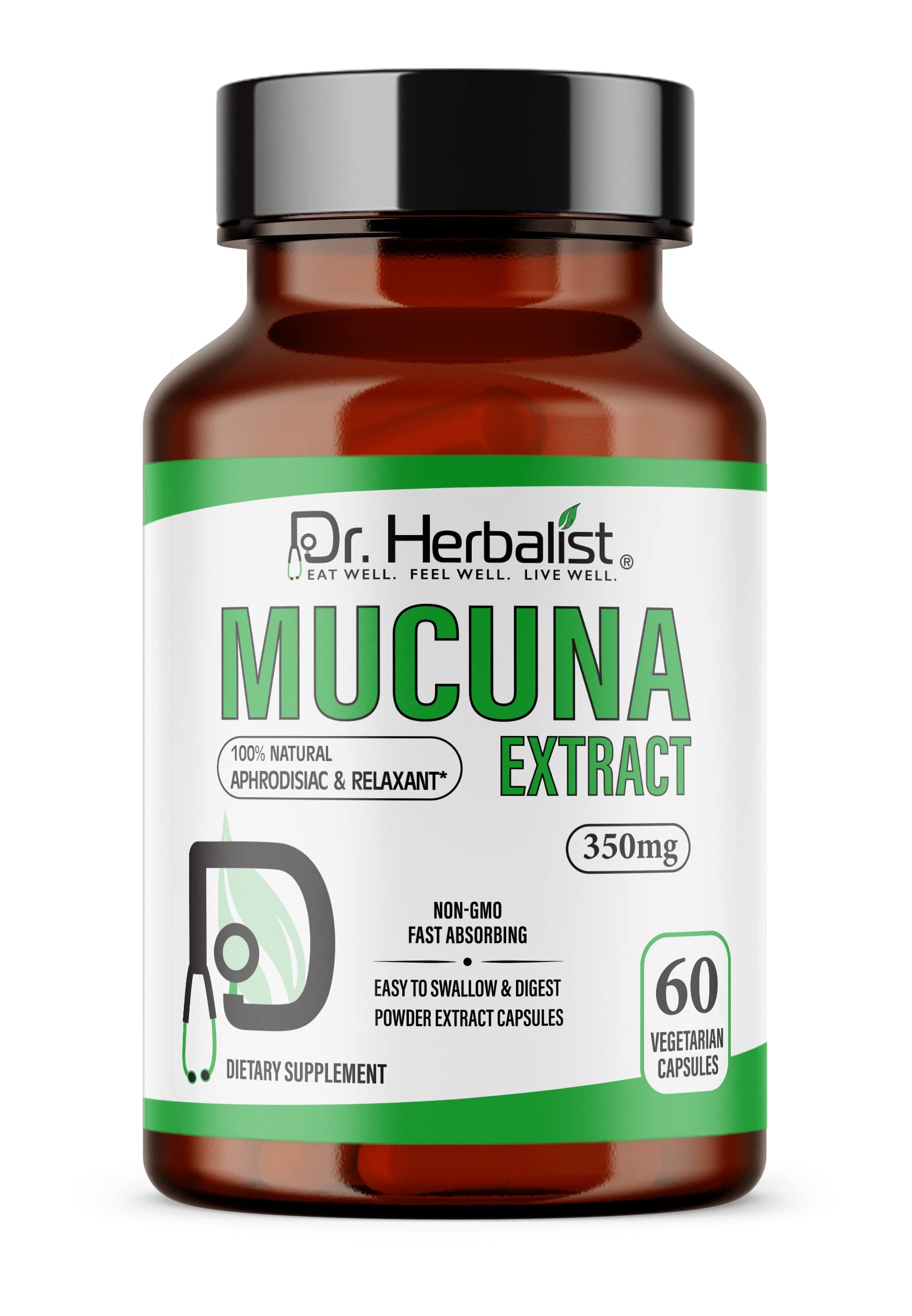 Dr. HERBALIST Mucuna Pruriens Extract 350mg Capsules 60 Count