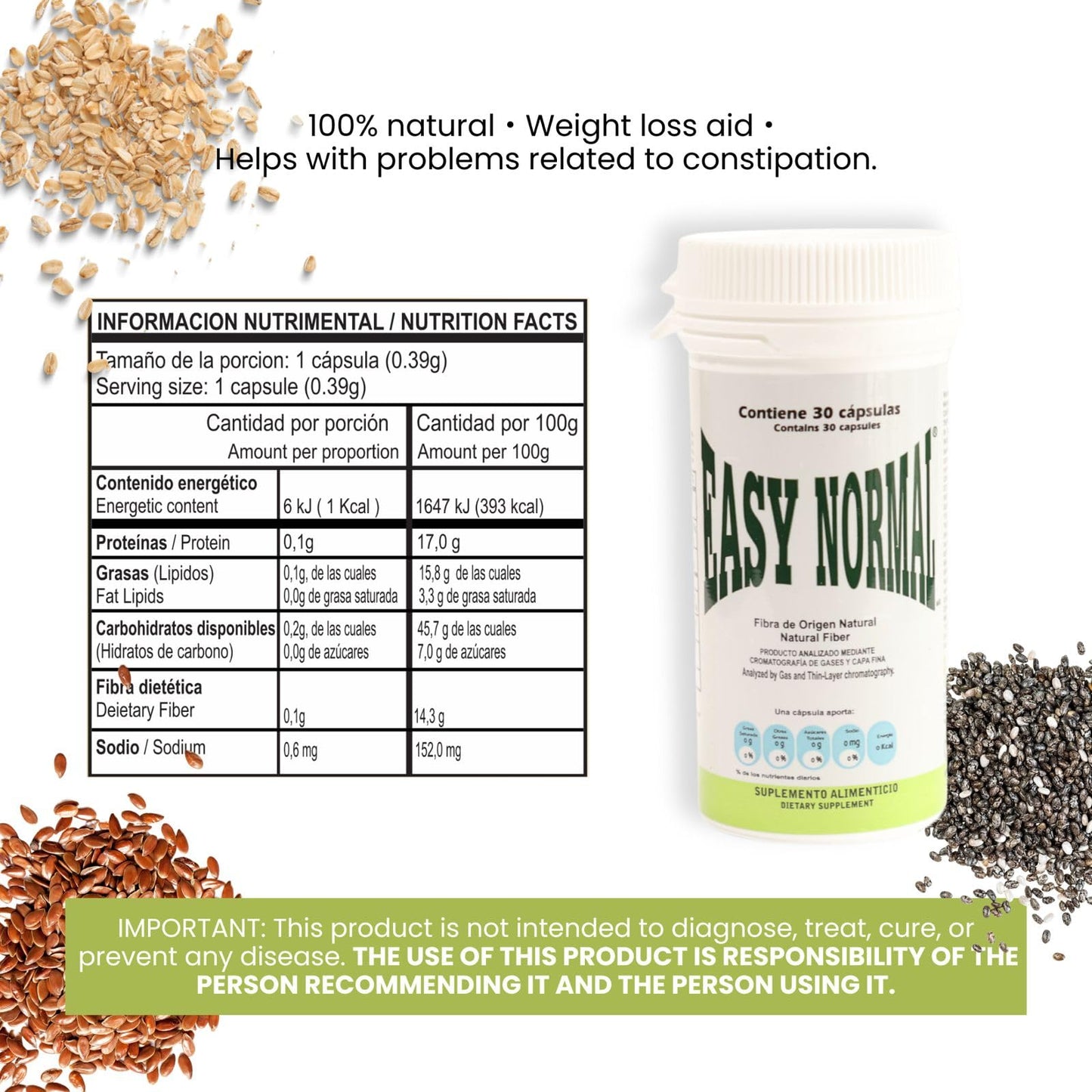 EASY-FIGURE SIN DIETA Easy Normal Natural Fiber Capsules, 60 Capsules