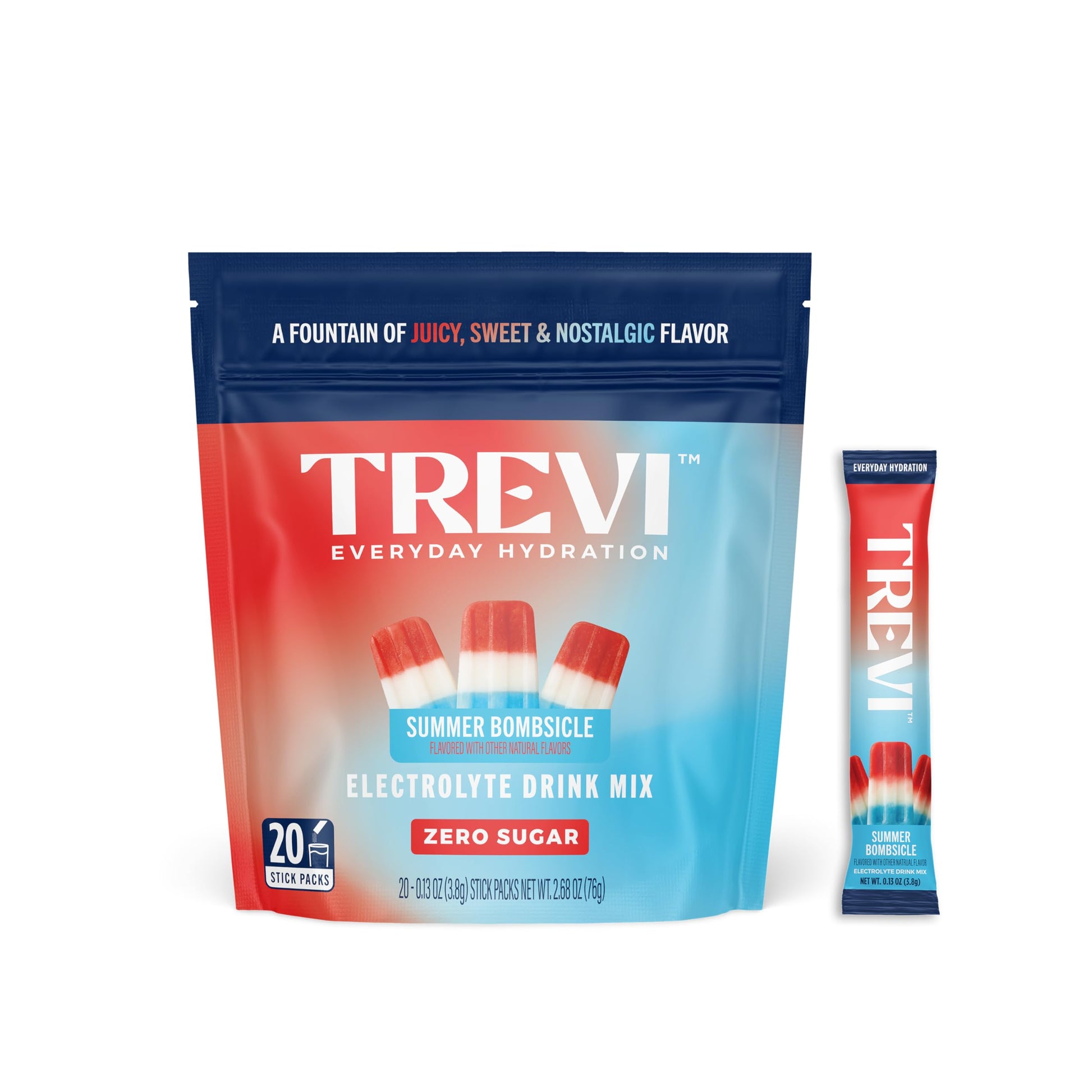 TREVI Electrolytes Powder Packets (2.6) Sugar Free Hydration Summer Bombsicle, 20 Servings