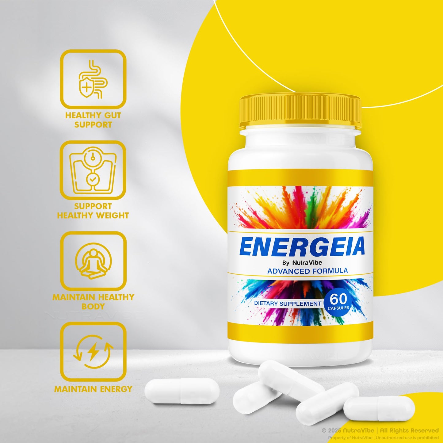 NutraVibe Energeia Premium Energy & Burner Formula Capsules 120