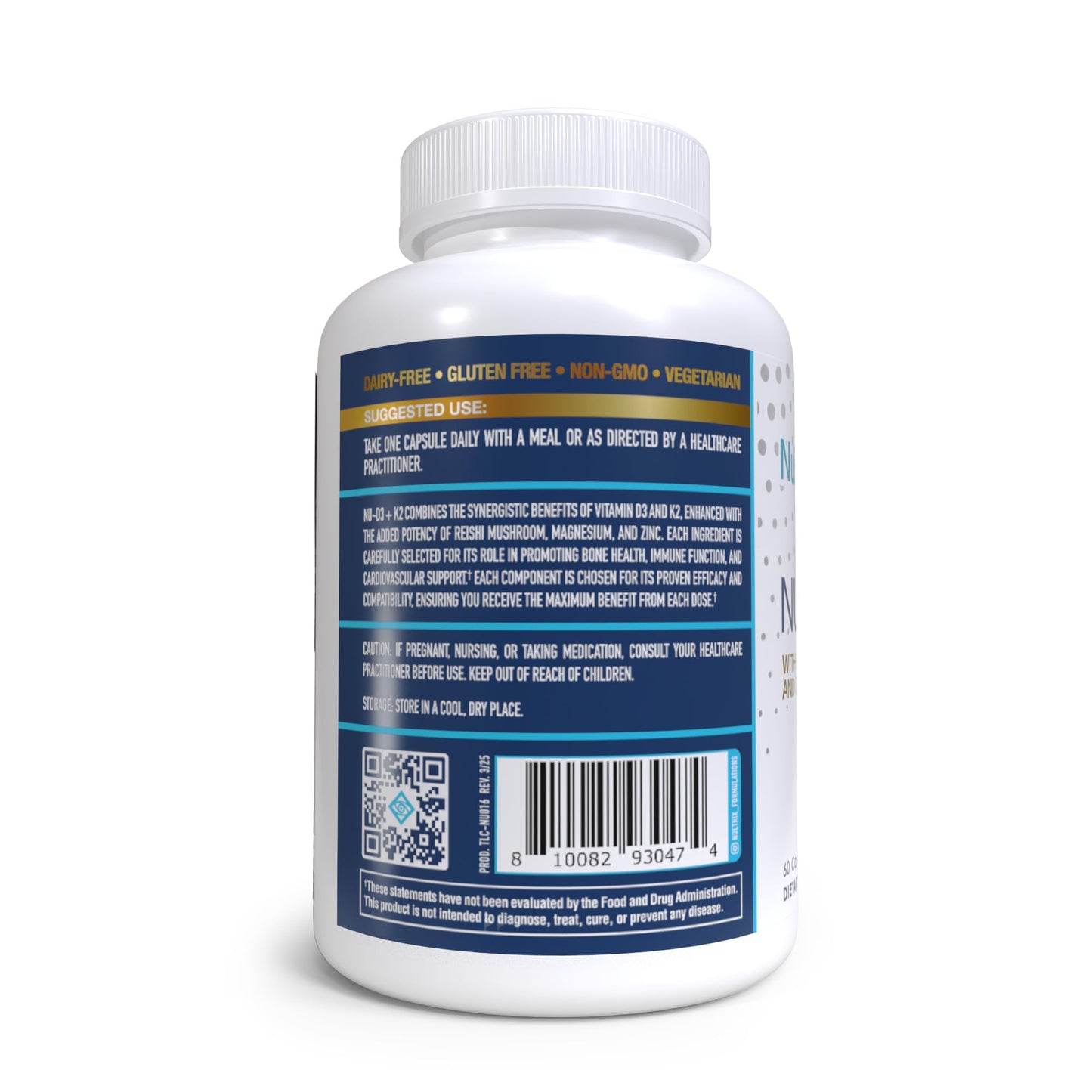 NuEthix Formulations NU-D3 + K2 Vitamin D3 and K2 5000 IU Capsules, 60 Count