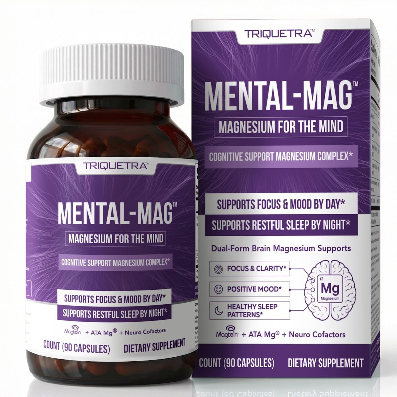 Triquetra Health Mental-Mag Magtein + ATAMg Dual-Pathway Cognitive Support Magnesium L-Threonate Complex Capsule, 90 Count