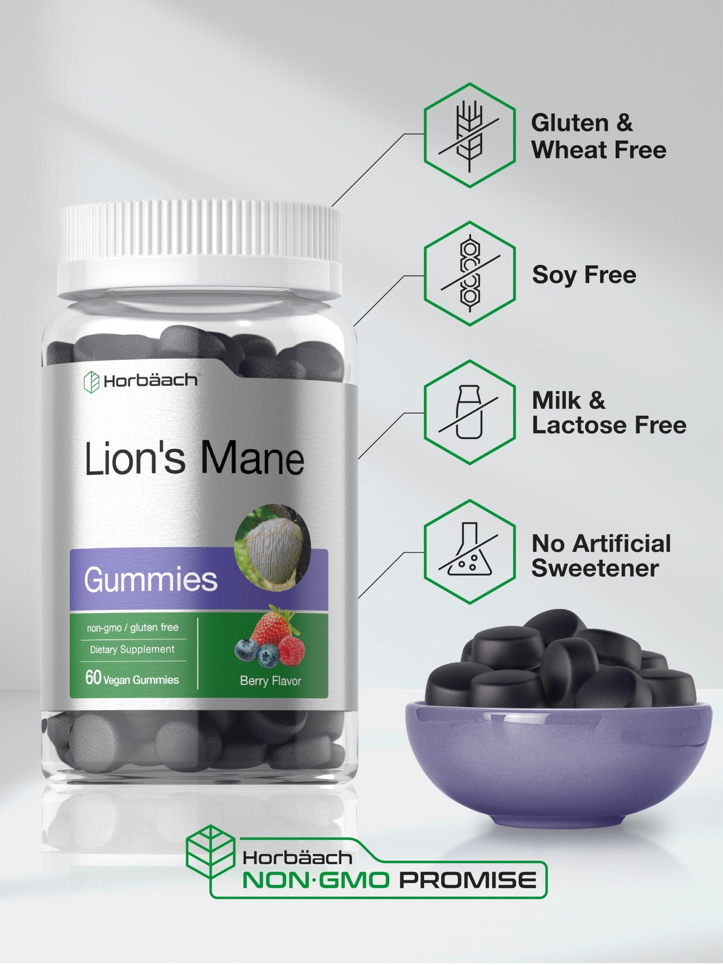 Horbäach Lion's Mane Supplement Gummies 60
