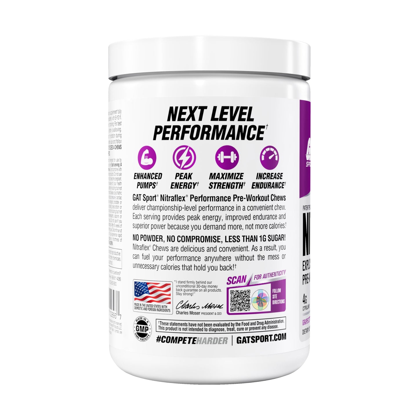 GAT SPORT Nitraflex Performance Pre-Workout Chews Chewable 120 Count