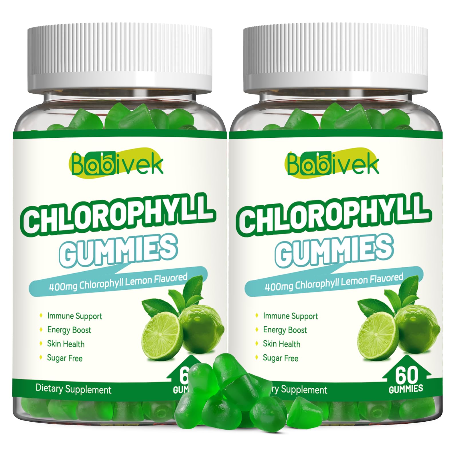 Babivek Sugar Free Chlorophyll 400mg Gummies, 60 Count