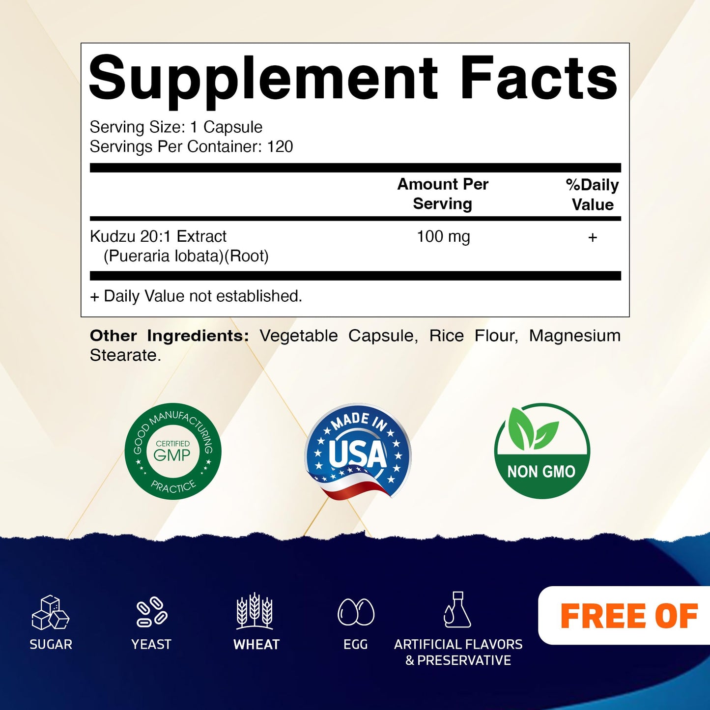 Vitamatic Kudzu Root 20:1 Extract Capsules, 120 Count