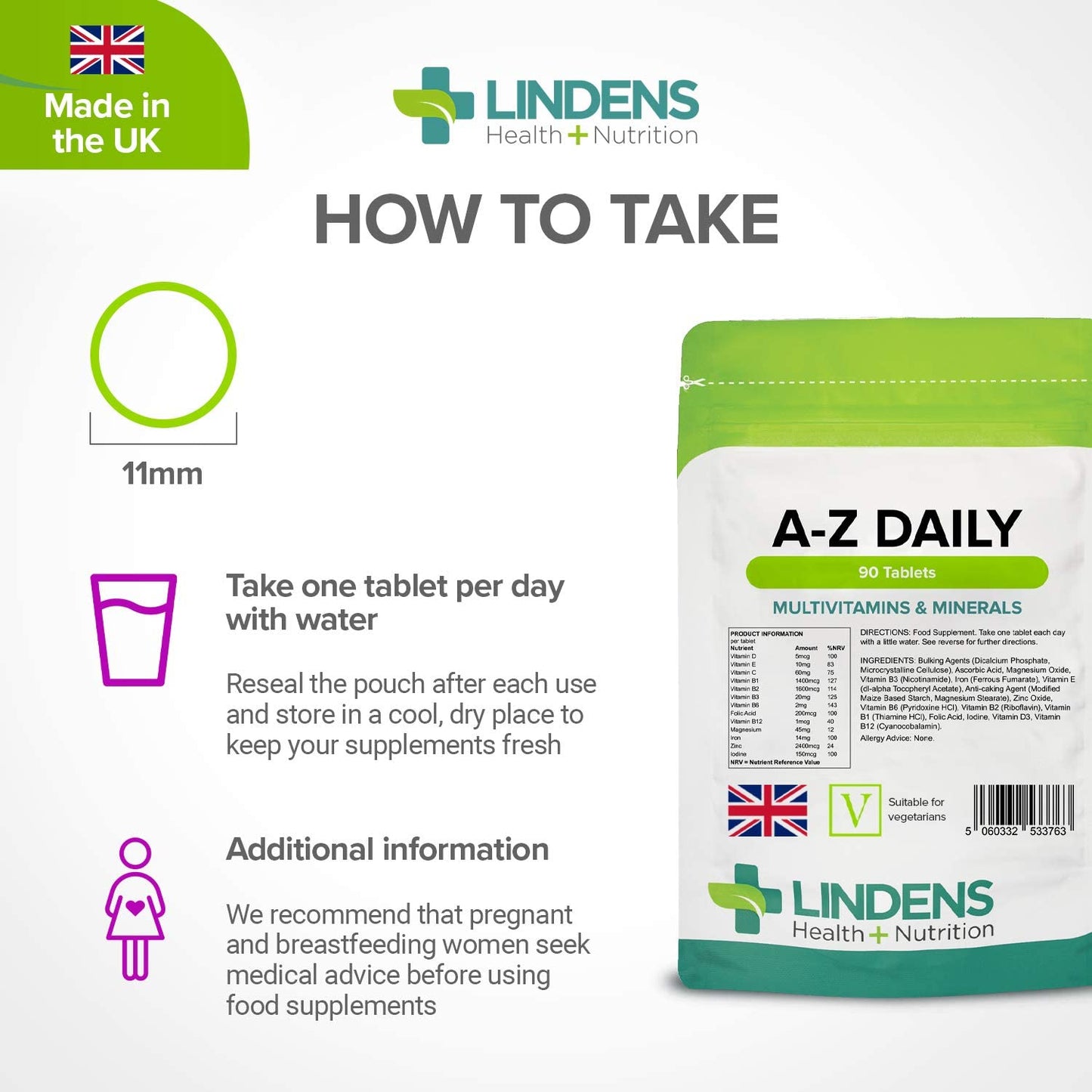 Lindens Multivitamin A-Z Daily Tablets 90 Tablets