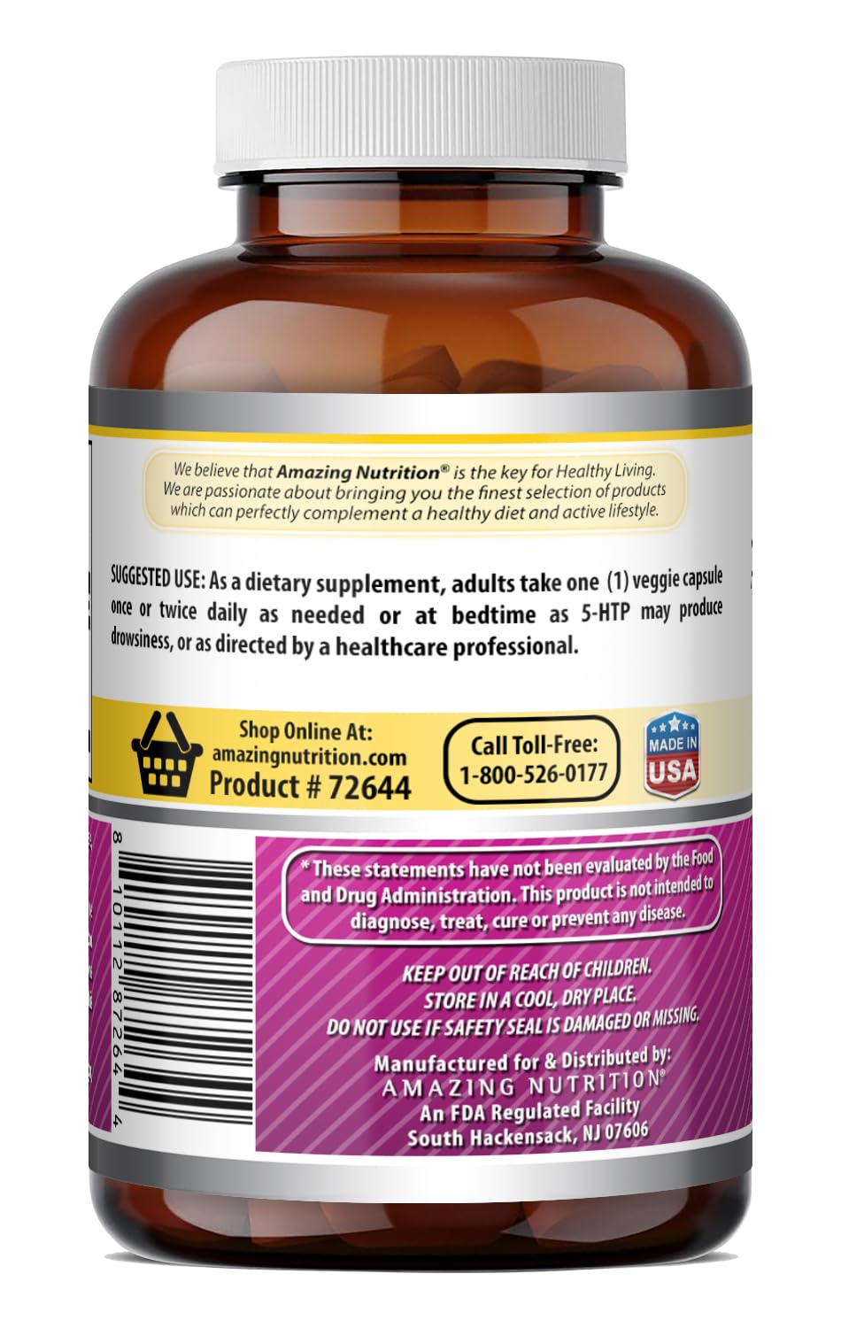 Amazing Nutrition 5-HTP (Hydroxytryptophan) Supplement Capsule 120 Count