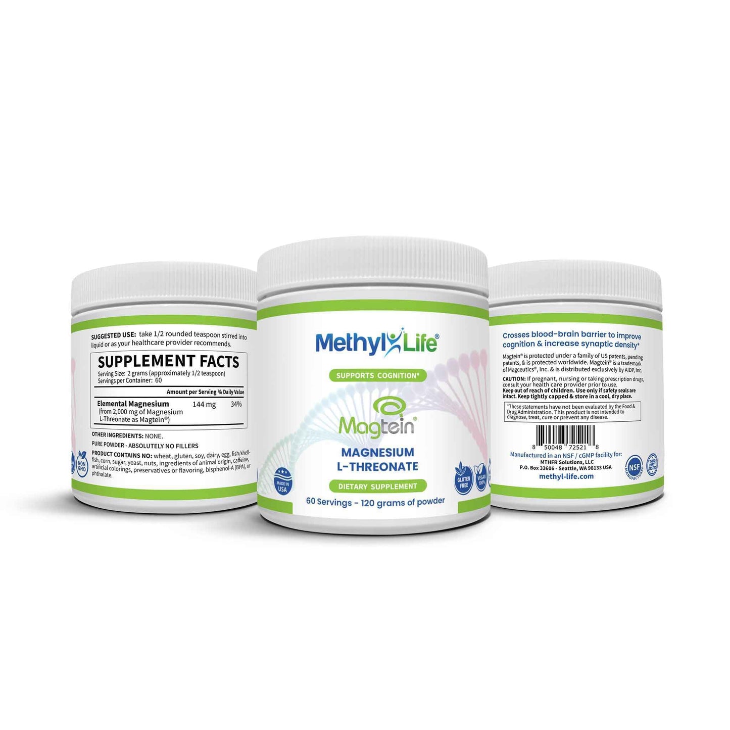 Methyl-Life Magtein Magnesium L-Threonate Powder 4.23 Ounce