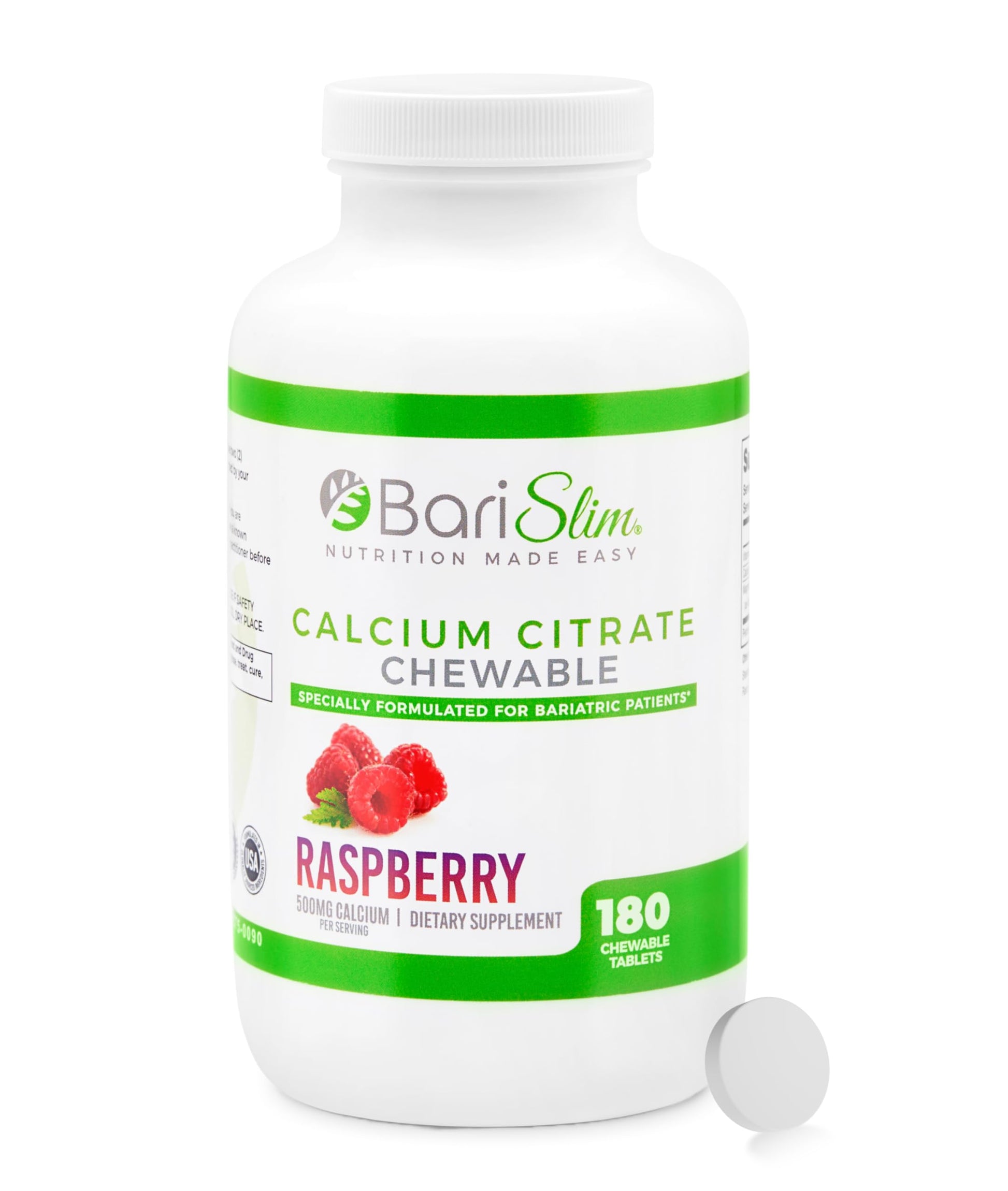 BariSlim Bariatric Calcium Citrate with Magnesium Citrate & Vitamin D Tablets, 180 Count