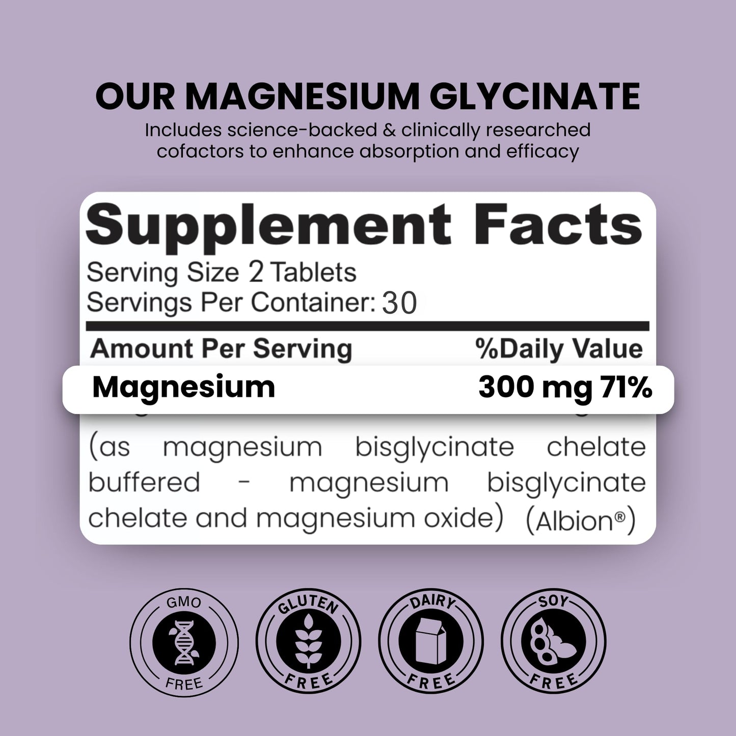 Zaytun Vitamins Magnesium Glycinate 300mg, 60 Tablets