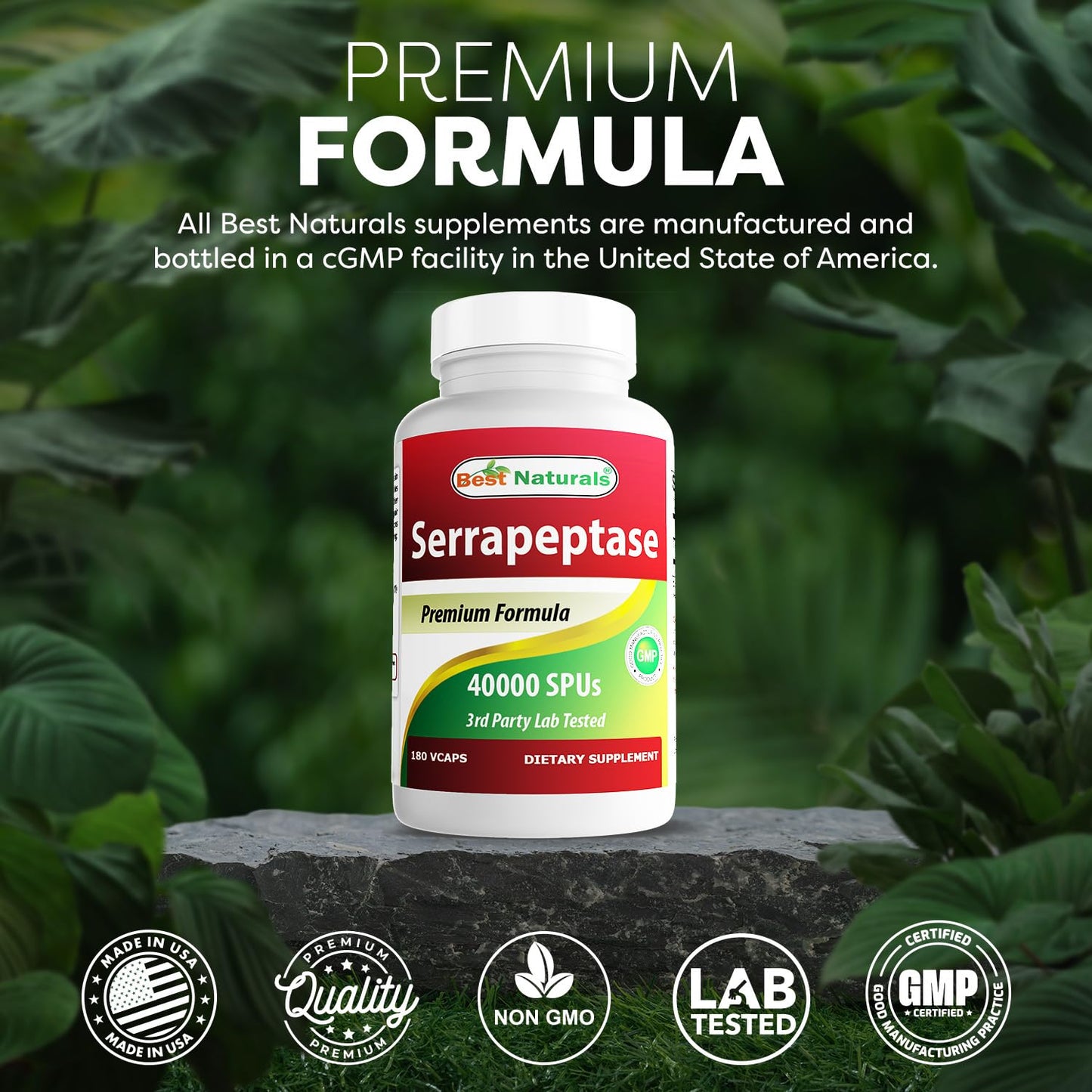 Best Naturals Serrapeptase 40000 SPUs Capsule, 180 Capsules