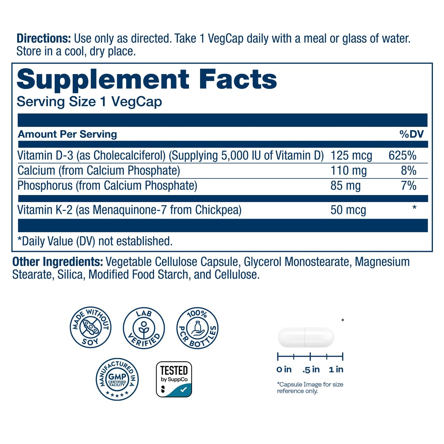 SOLARAY Vitamin D3 K2 - Bone Health and Immune Support Capsule, 180 Count