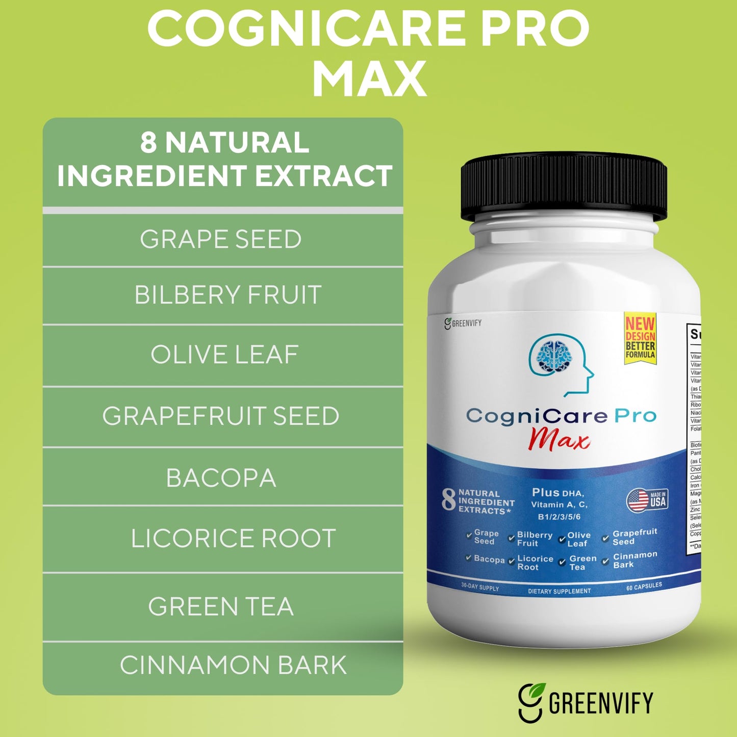GREENVIFY Cognicare Pro Max Brain Support Supplement Capsule 60 Count