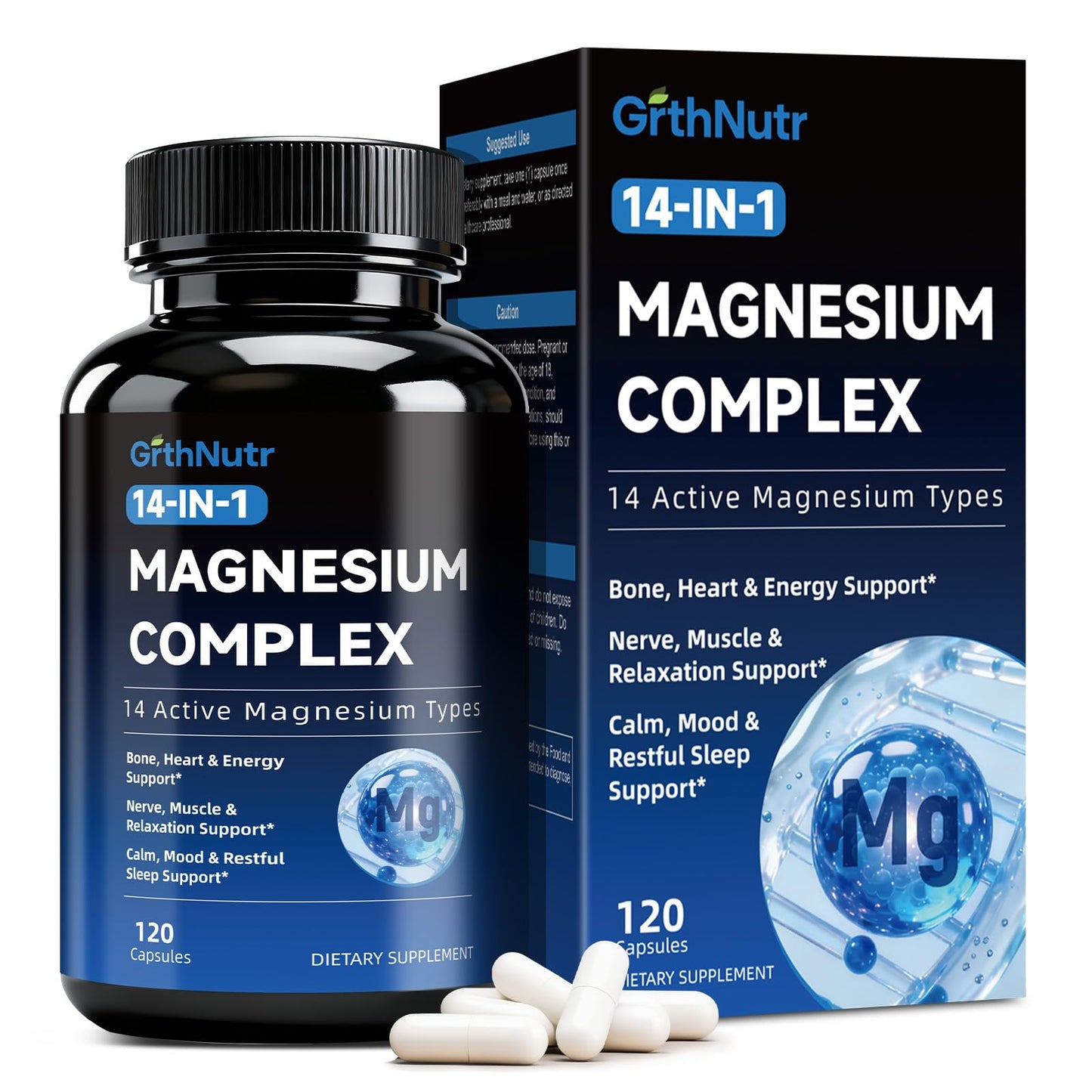 GrthNutr 14-in-1 Magnesium Complex Capsules 120 Count