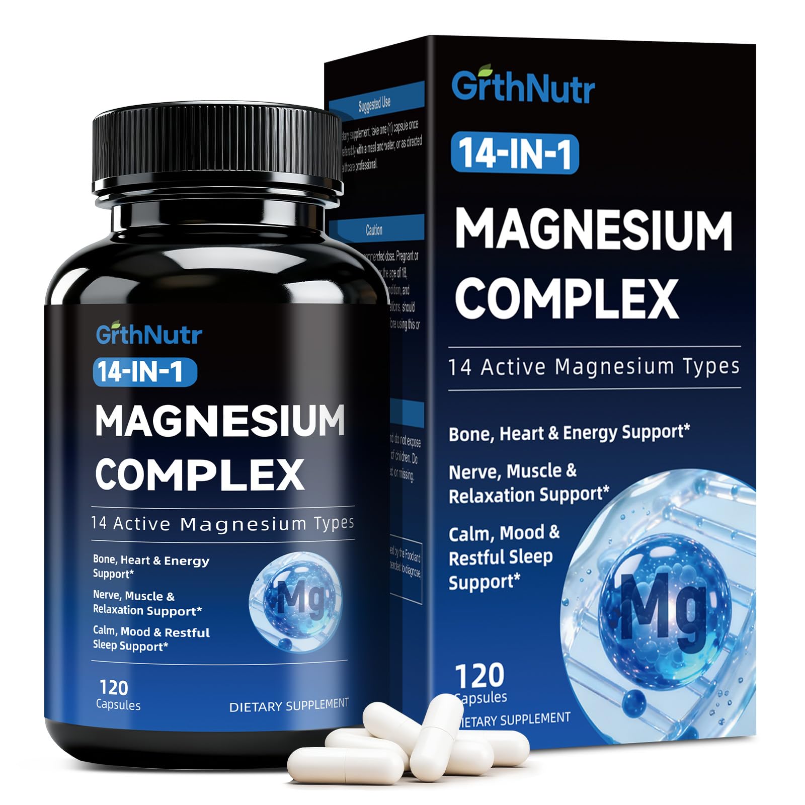 GrthNutr 14-in-1 Magnesium Complex Capsules 120 Count