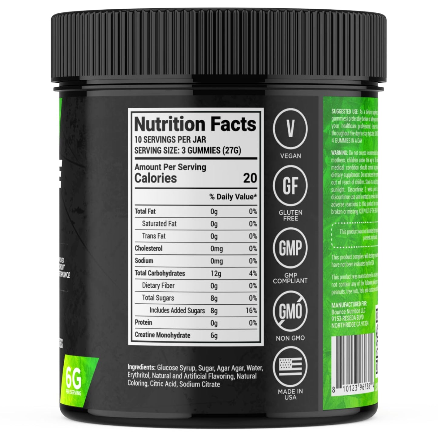 Bounce Pro Creatine Monohydrate Gummies, 30 Count