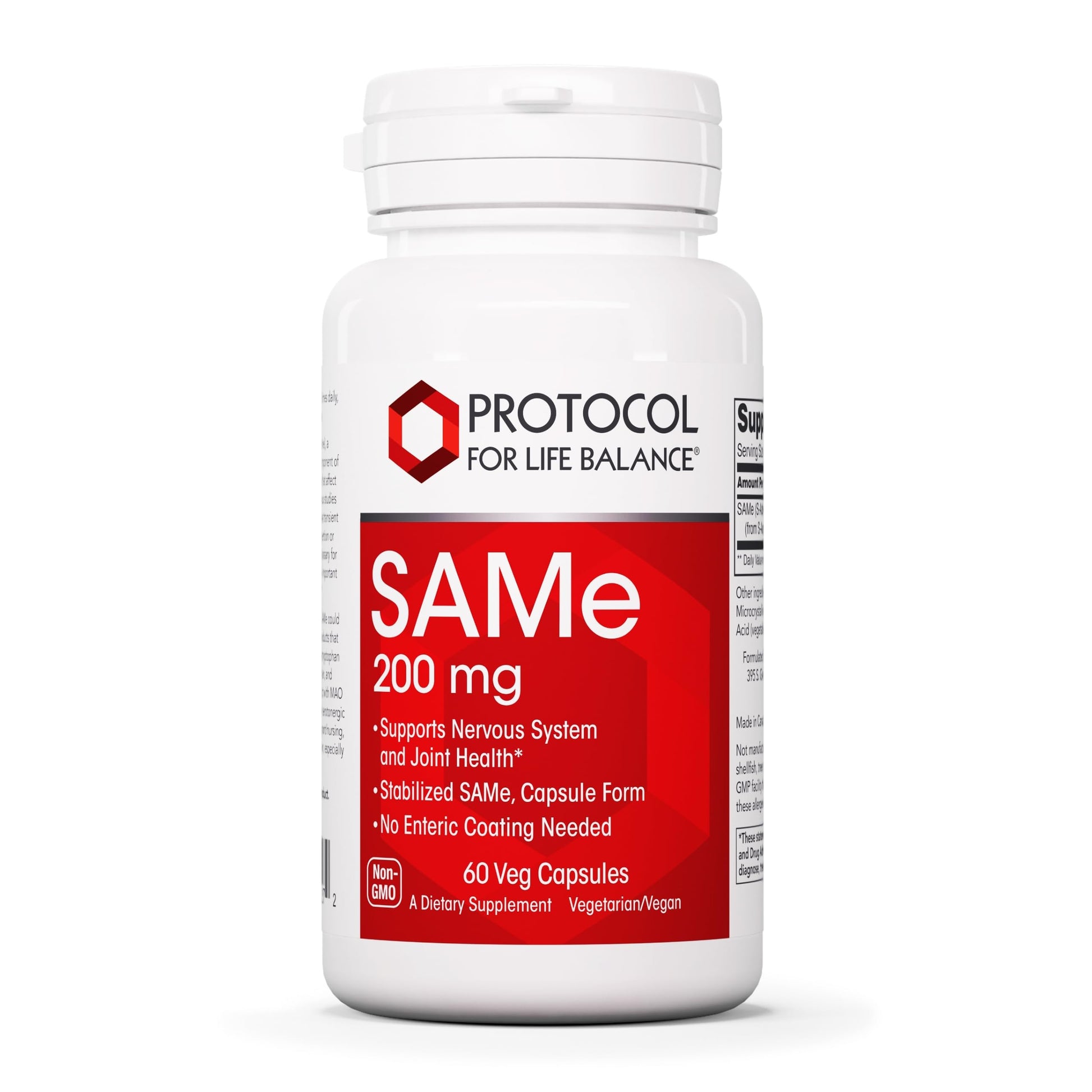 PROTOCOL FOR LIFE BALANCE SAM-e 200mg Brain Support and Joint Supplement, 60 Capsules