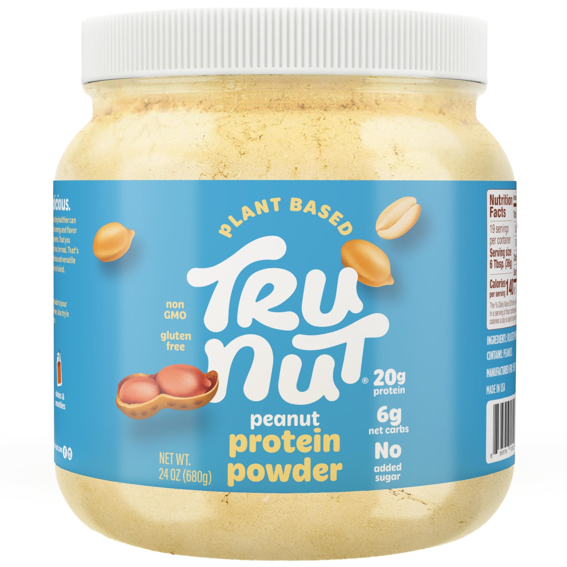 Tru-Nut Peanut Protein Powder 24 oz Jar