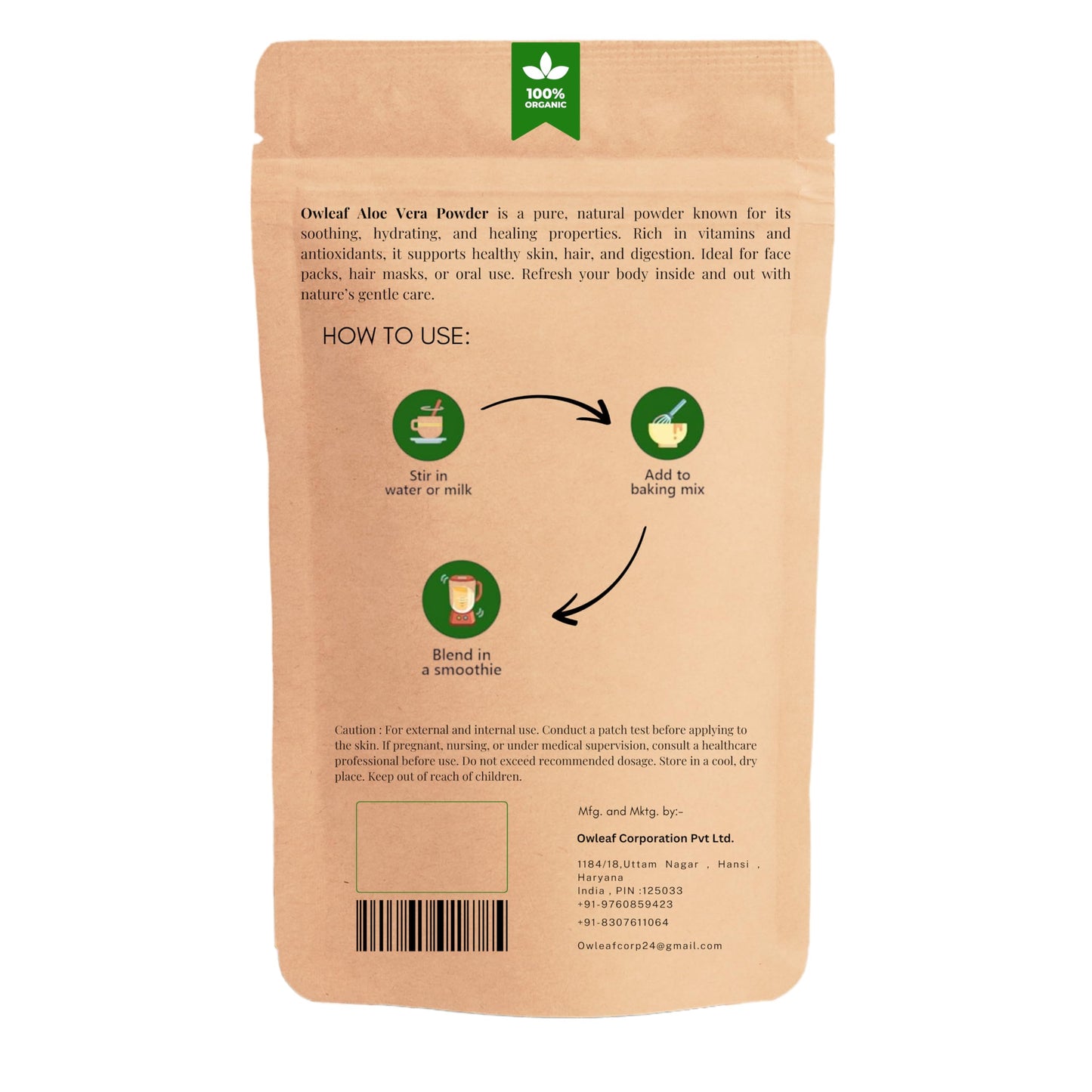 Generic Owleaf’s Pure Organic Aloe Vera Powders Powder 8.8 Ounce