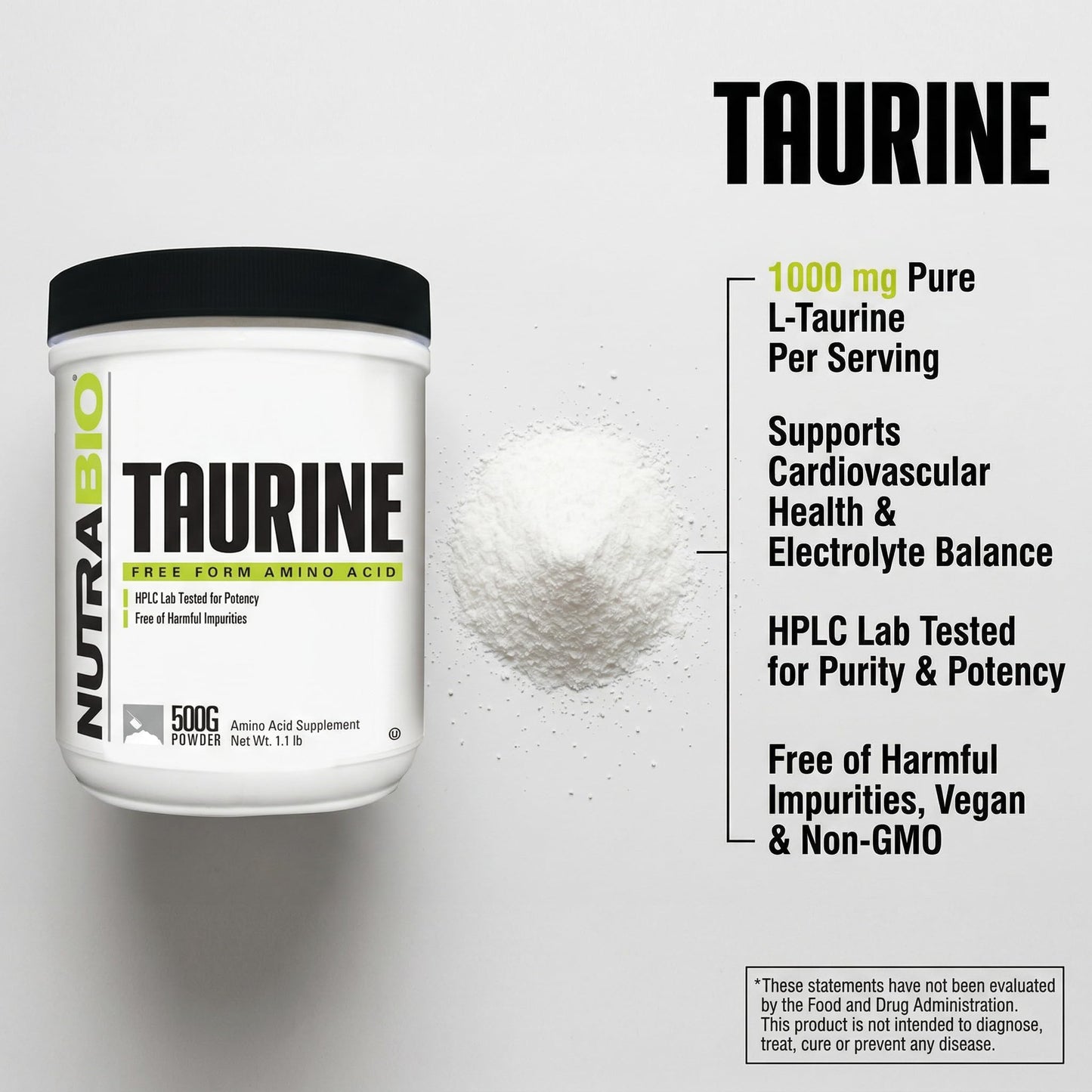 NutraBio Taurine Powder 17.6 oz