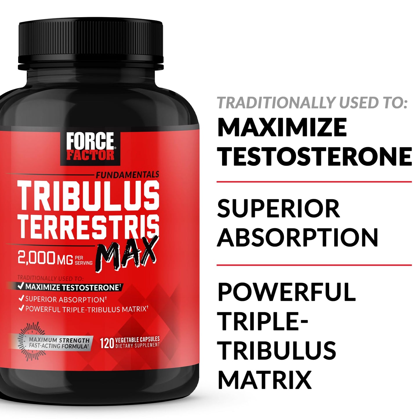 Force Factor Tribulus Terrestris Max for Men 120 Capsules