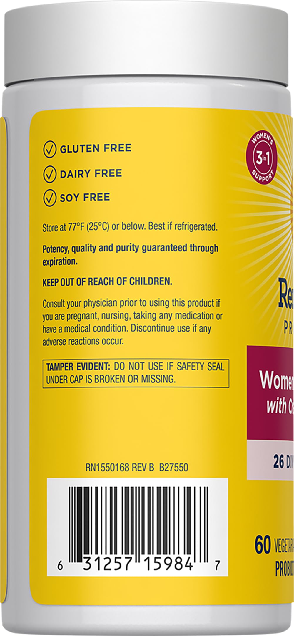 Renew Life Ultimate Flora Womens Probiotic and Prebiotic with Cranberry 20 Billion CFU Capsules, 60 Count