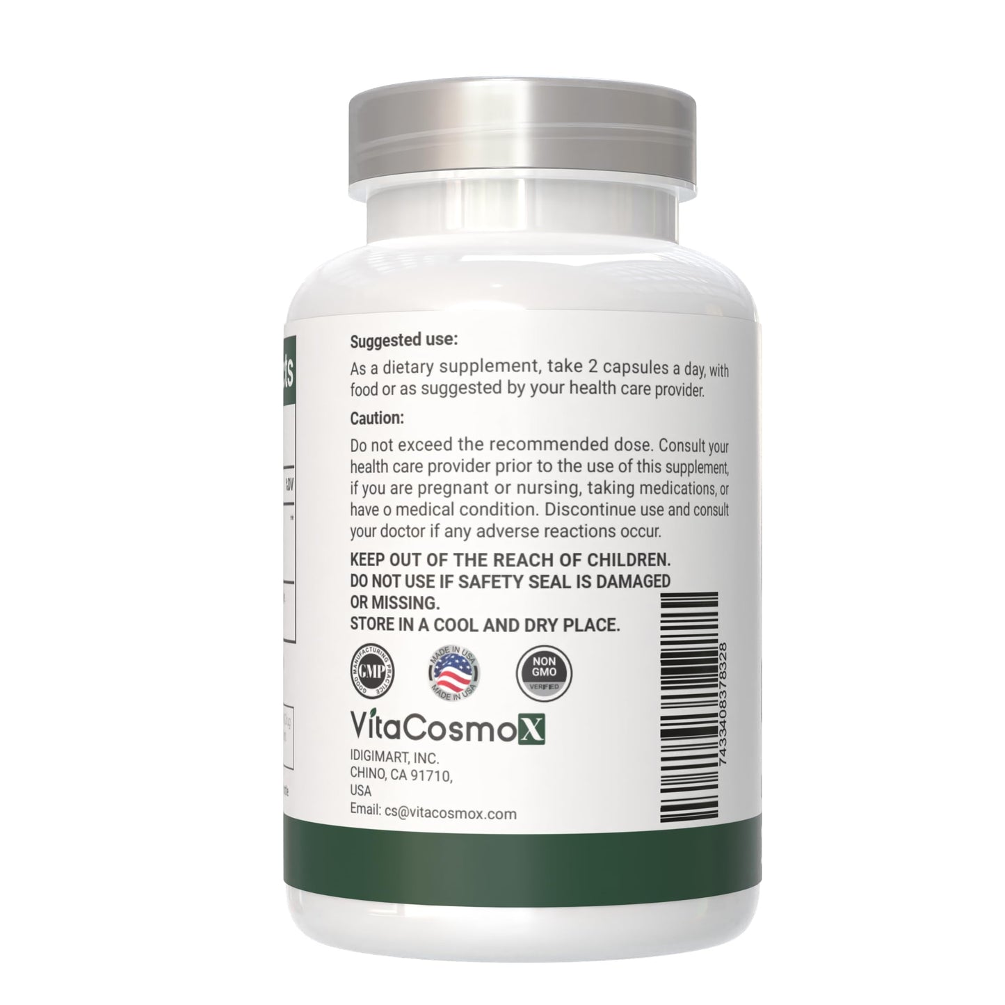 VitaCosmoX Cissus Quadrangularis 400 mg Capsule, 240 Count (Pack of 3)
