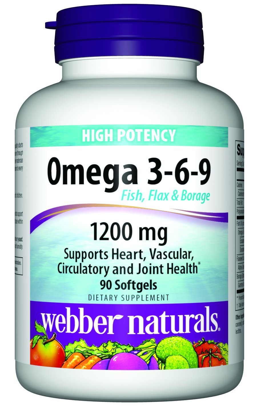 Webber Naturals Omega 3-6-9 Flaxseed, Fish and Borage Oil Softgels, 90 Count