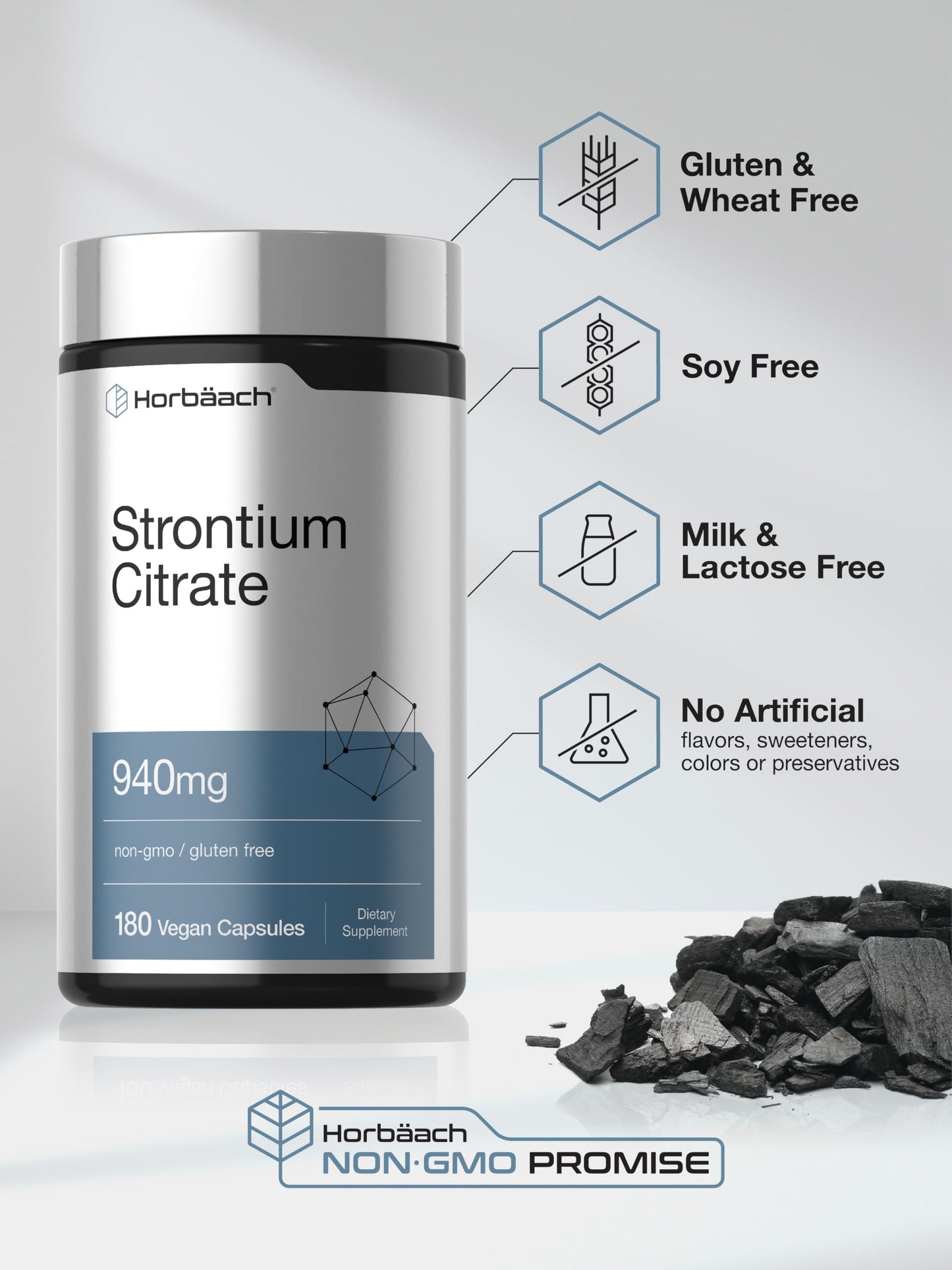 Horbäach Strontium Citrate 940 mg Capsule, 180 Capsules