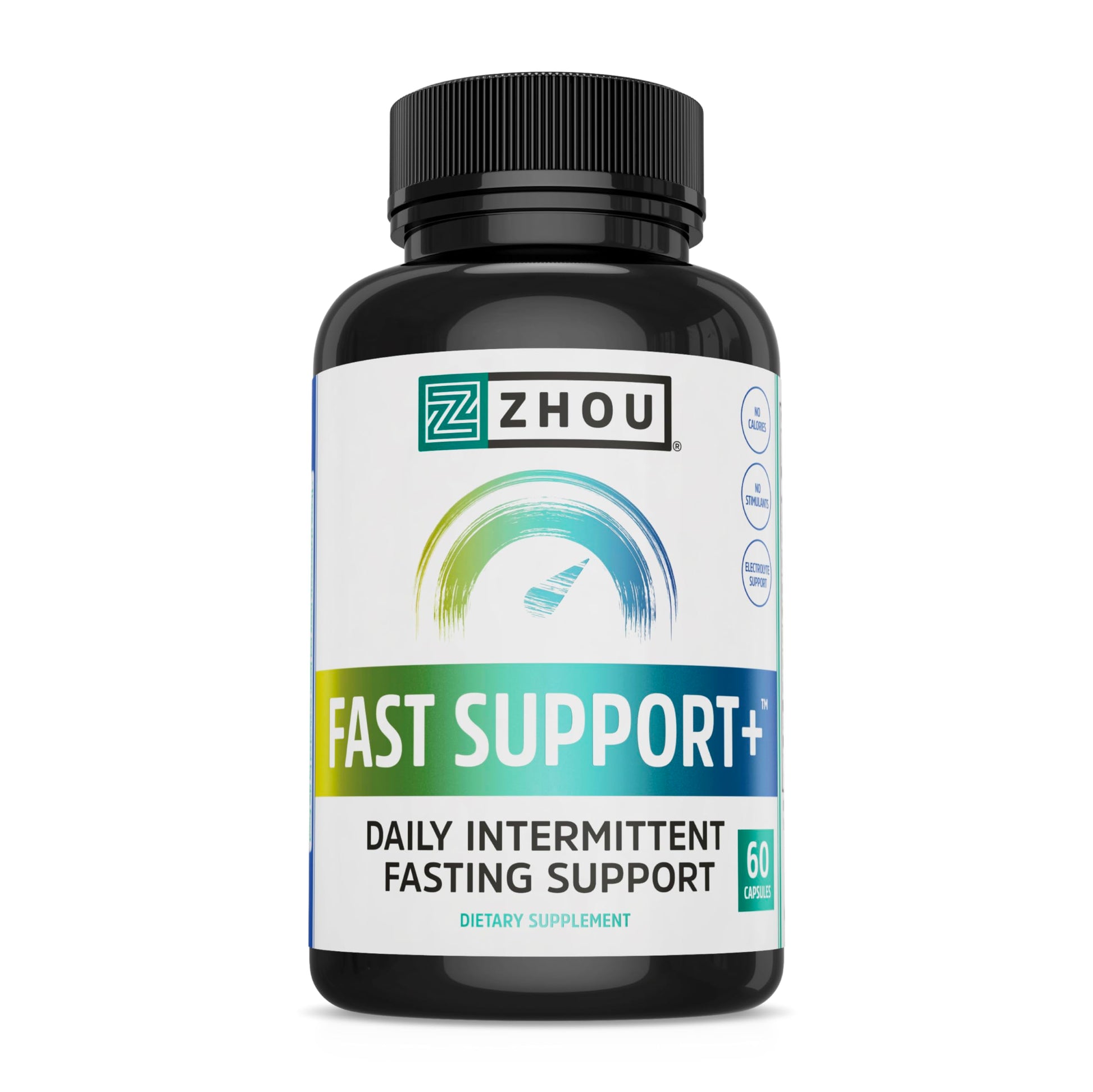ZHOU Fast Support Fasting Electrolytes No Sugar Fasting Salts Supplement for Intermittent Fasting for Women & Men with Magnesium, Sodium Chloride & Potassium, 60 Veggie Capsules