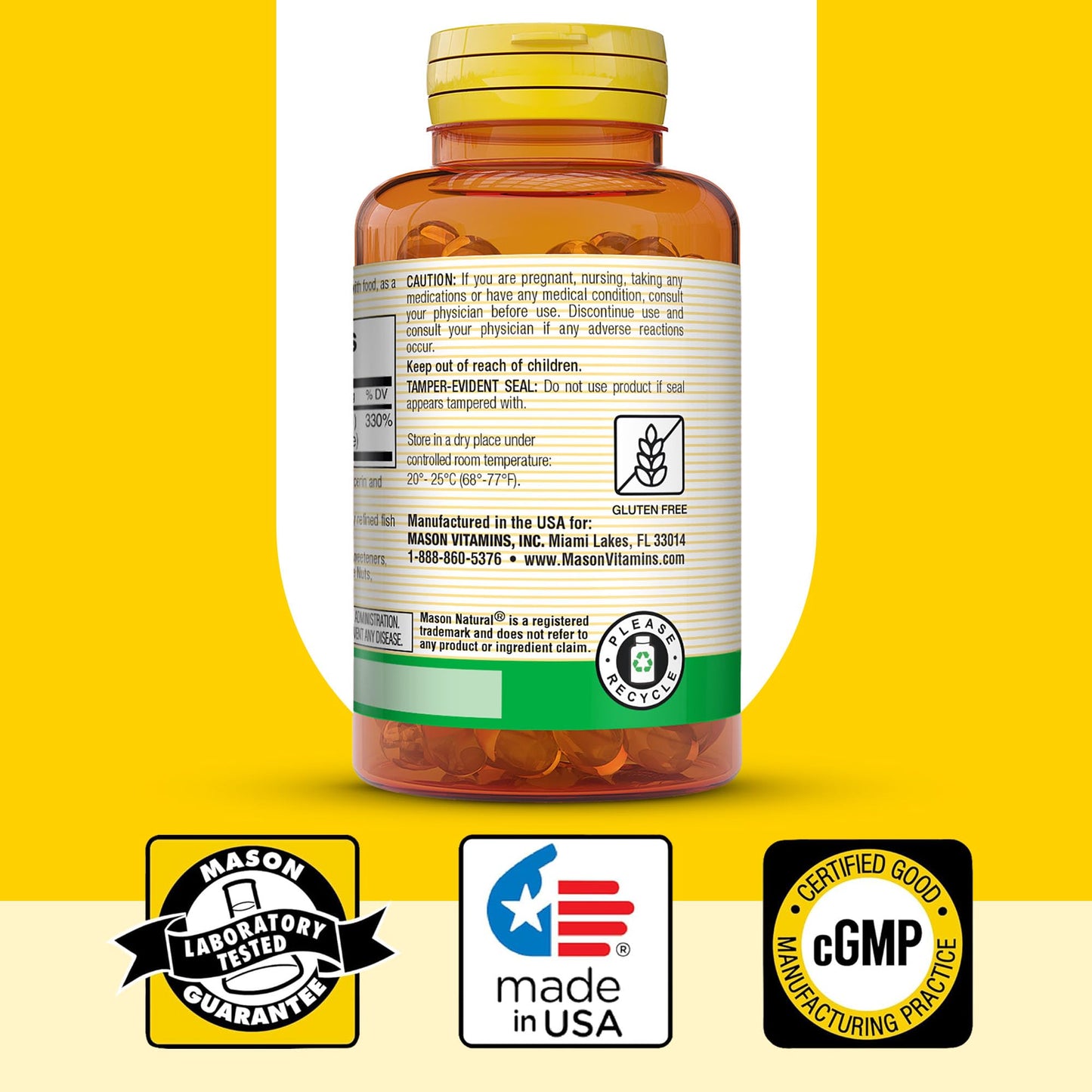 MASON NATURAL Vitamin A Softgels, 100 Count