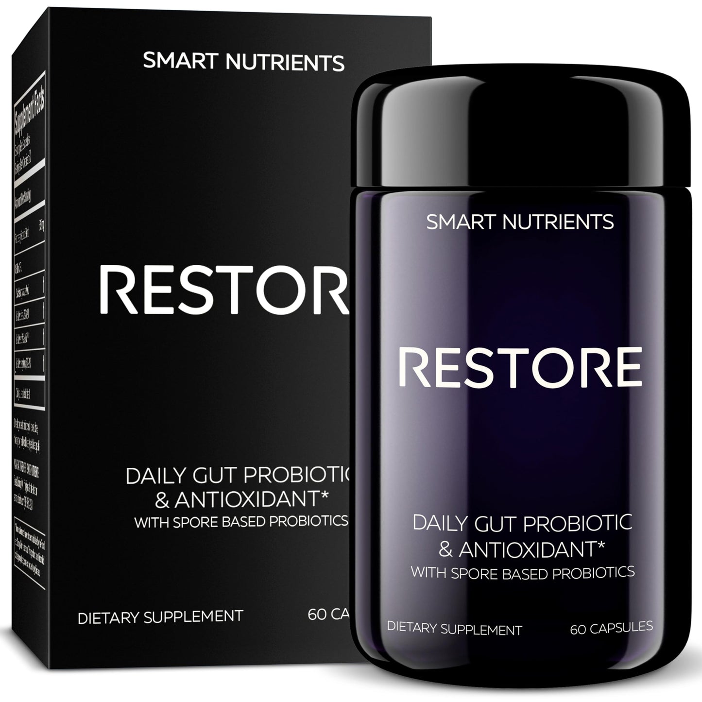 Smart Nutrients RESTORE Limited Edition Digestive Probiotics & Antioxidant Daily Supplement, 60 Capsules