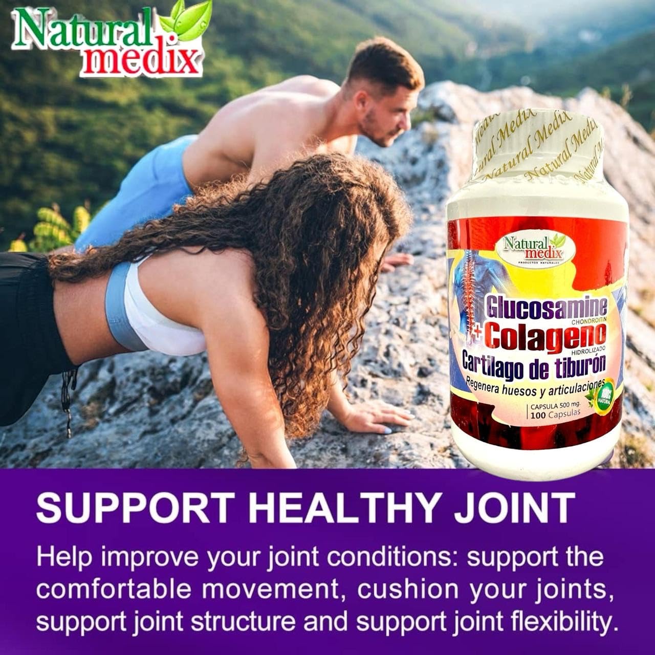 Natural medix Glucosamine Chondroitin + Hydrolyzed Collagen + Cartilage Complex Capsule, 1 Count